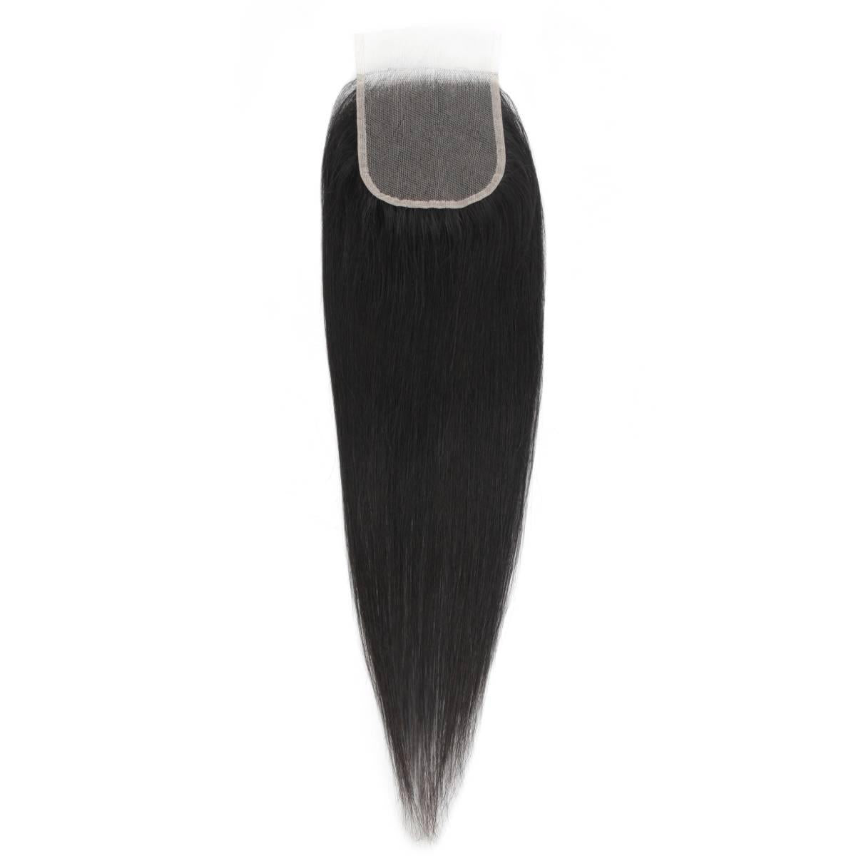 Brazilian Silky Straight 4x4 Transparent Lace Human Hair Closure - Natural Looking Hair Extension for Women | Perfect for Daily Wear, Styling & Special Occasions