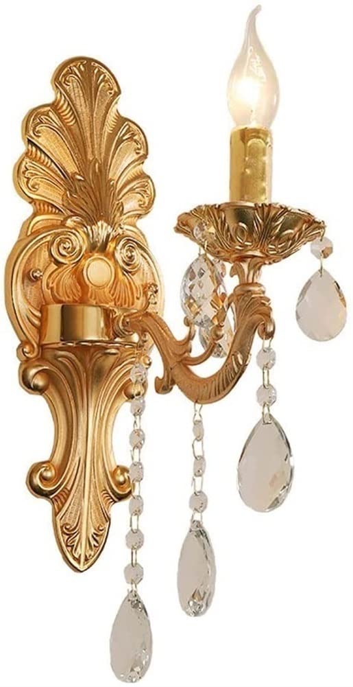 ULLGO European Style Gold Candle Wall Sconce - Vintage Vanity Wall Lamp with 1-Light Fixture - Elegant Wall Mount Lighting for Bedroom, Living Room & Doorway Decor - Perfect for Romantic Ambiance & Vintage Home Decor