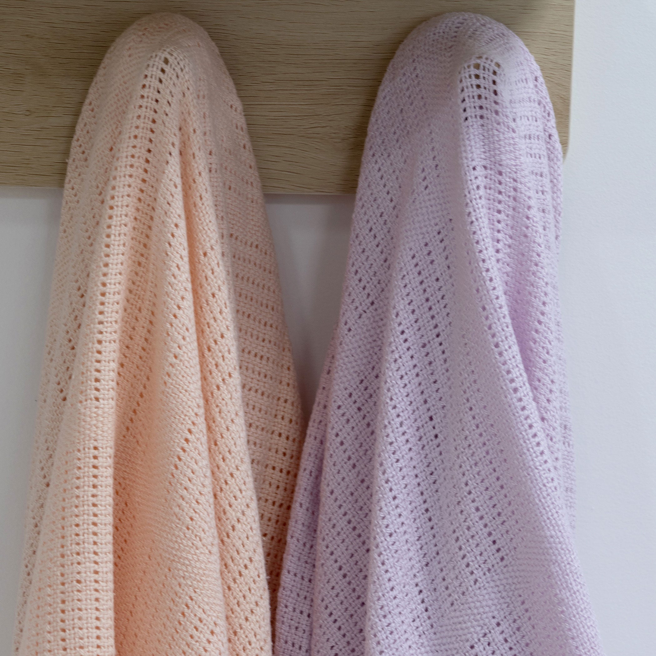 Nordic 2-Pack Cellular Blanket for Baby - Breathable Peach & Lilac Baby Blankets for Nursery, Swaddling, Stroller & Car Seat - Soft Knit Cotton Baby Shower Gift
