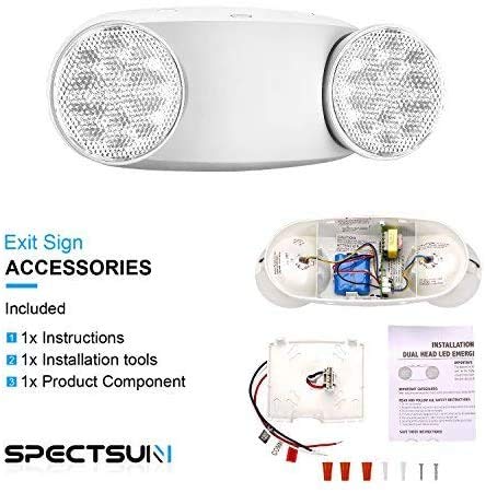 SPECTSUN 10 Pack LED Emergency EXIT Sign Lighting Combo - 120-277V UL 924 Certified Commercial & Home Emergency Lights with Ebulb LED Bulbs - Ideal for Power Outages, Office Buildings, Schools, and Emergency Exits