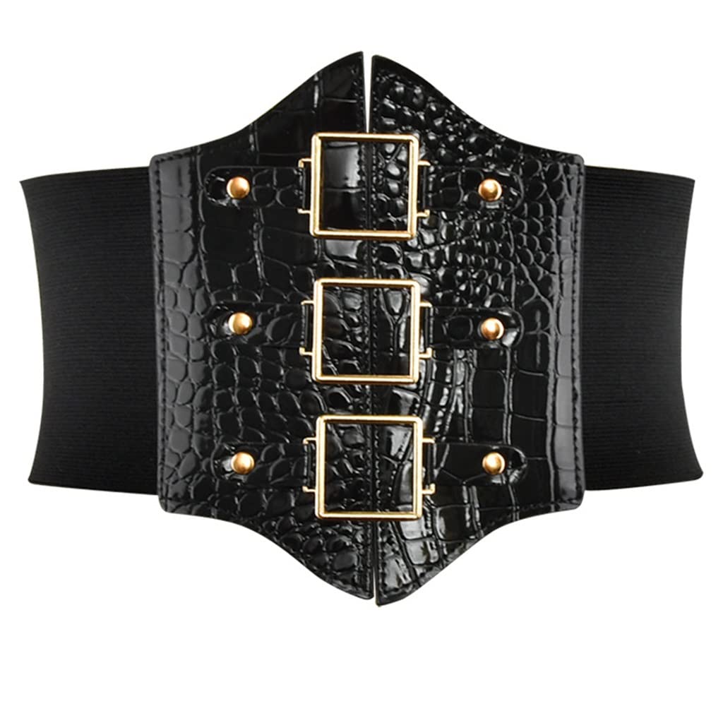 GRETD Women's Stretch Leather Belt - Decorative Waist Cincher Corset Belt for Dresses & Shapewear (Gold, Small) | Perfect for Evening Wear, Wedding Outfits & Body Shaping