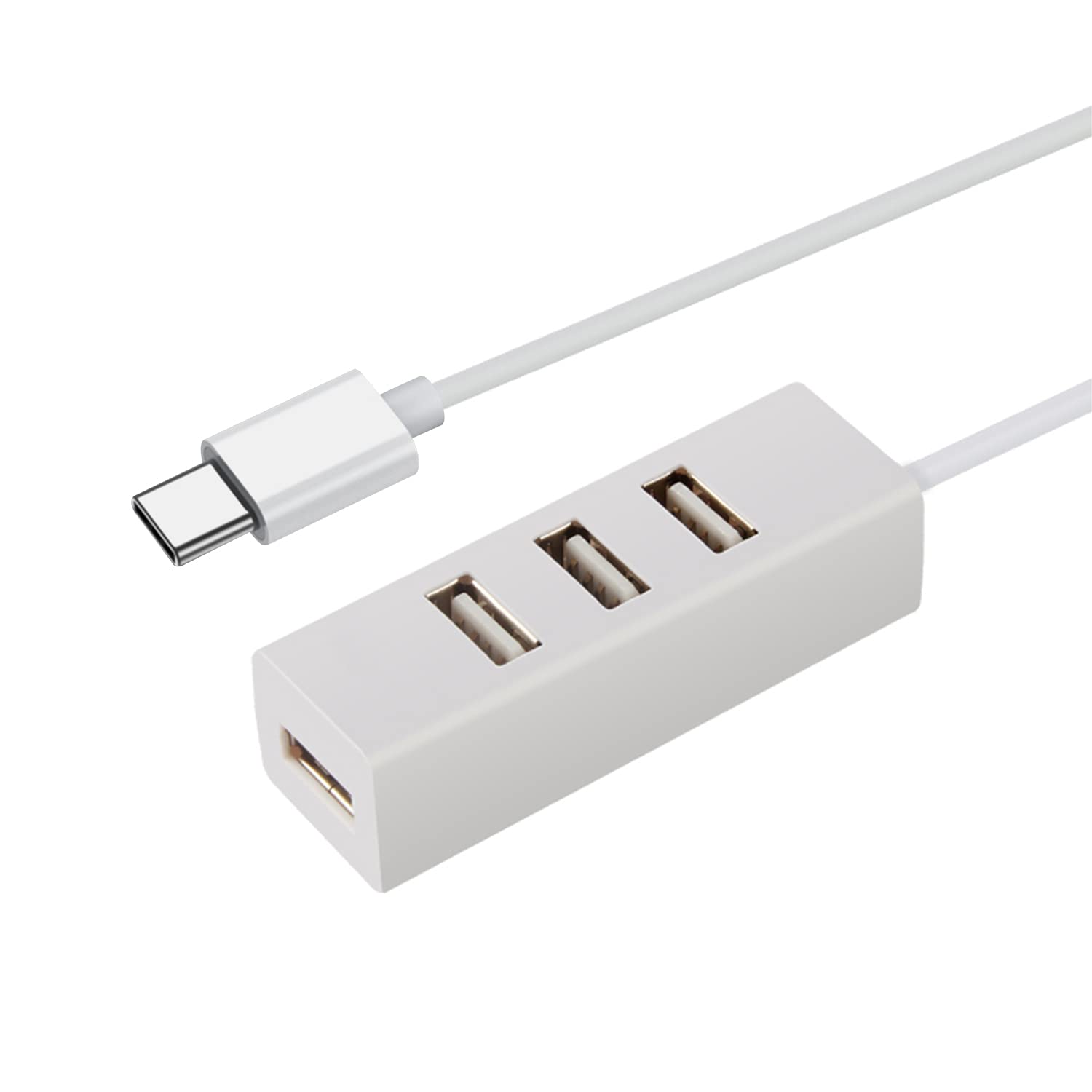 4-Port USB C Hub Adapter - USB C to USB 3.0 Converter for Laptop, MacBook, iPad Pro | Expand Connectivity for Work, Travel & Home Office (White)
