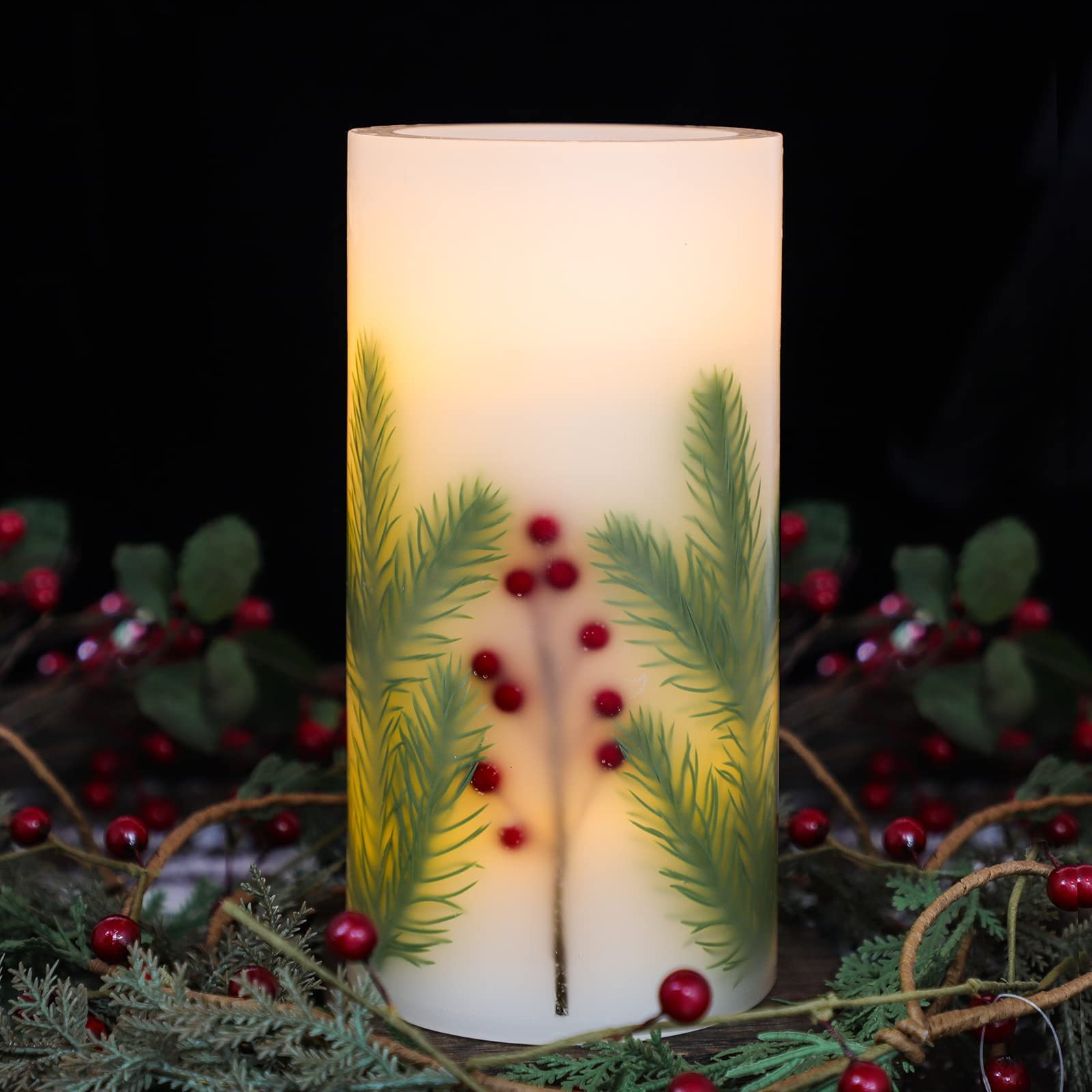 Petristrike Christmas Flameless Candles - Battery Operated LED Pillar Candles with Remote & Timer, Realistic Flickering Flames for Holiday Decor, Home, Party, Wedding & Table Centerpiece