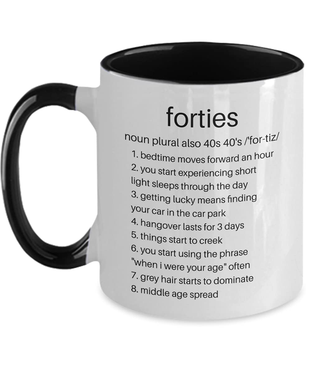 Funny 40th Birthday Coffee Mug - 11oz Ceramic Gift for Women & Men - Perfect 40 Years Old Present for Dad, Mom, Wife (Black) - Great for Office Use, Home Decor & Birthday Celebrations