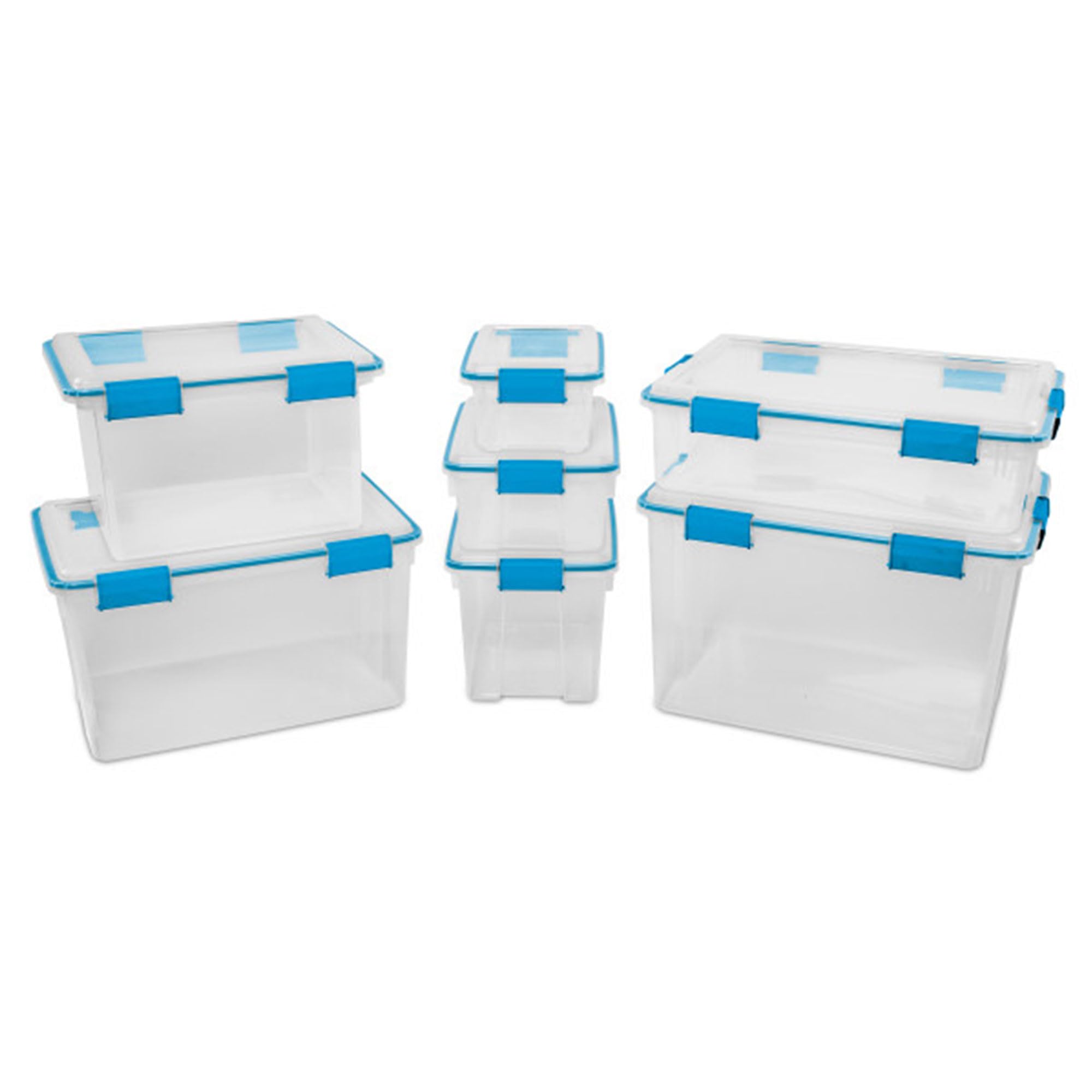 Sterilite 24-Pack Airtight Plastic Storage Bins with Locking Lids - 7.5 Quart Clear Weatherproof Containers for Food, Clothes & Home Organization - Perfect for Pantry, Garage & Moving Storage