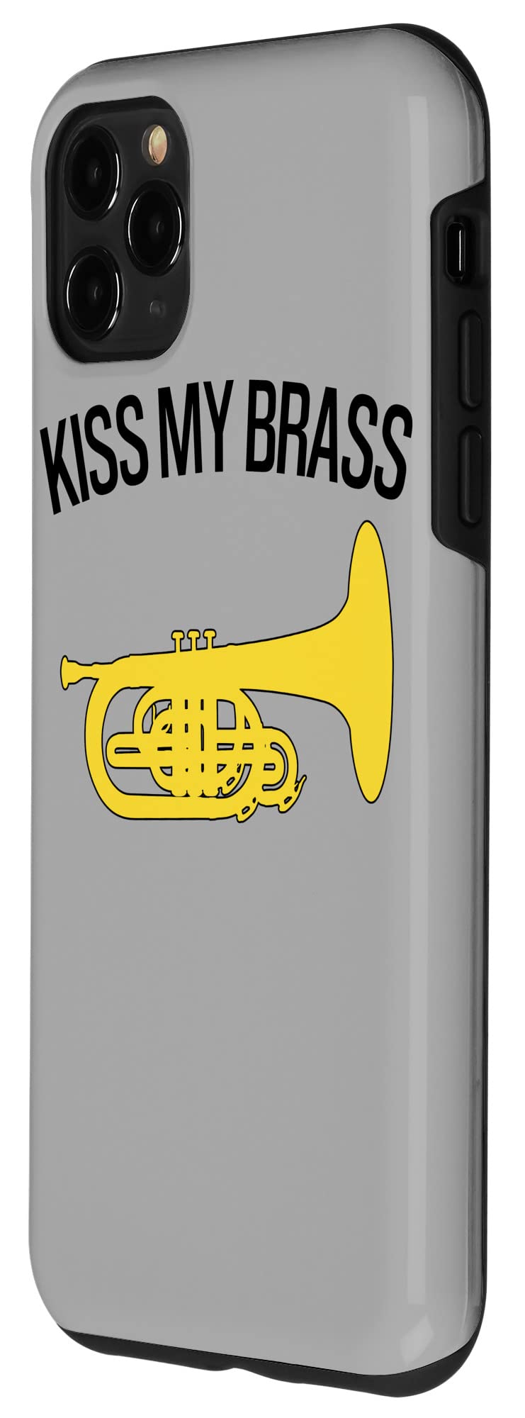 iPhone 11 Pro Max Case - Funny Marching Mellophone Design with 'Kiss My Brass' Quote | Perfect for Band Members & Music Lovers