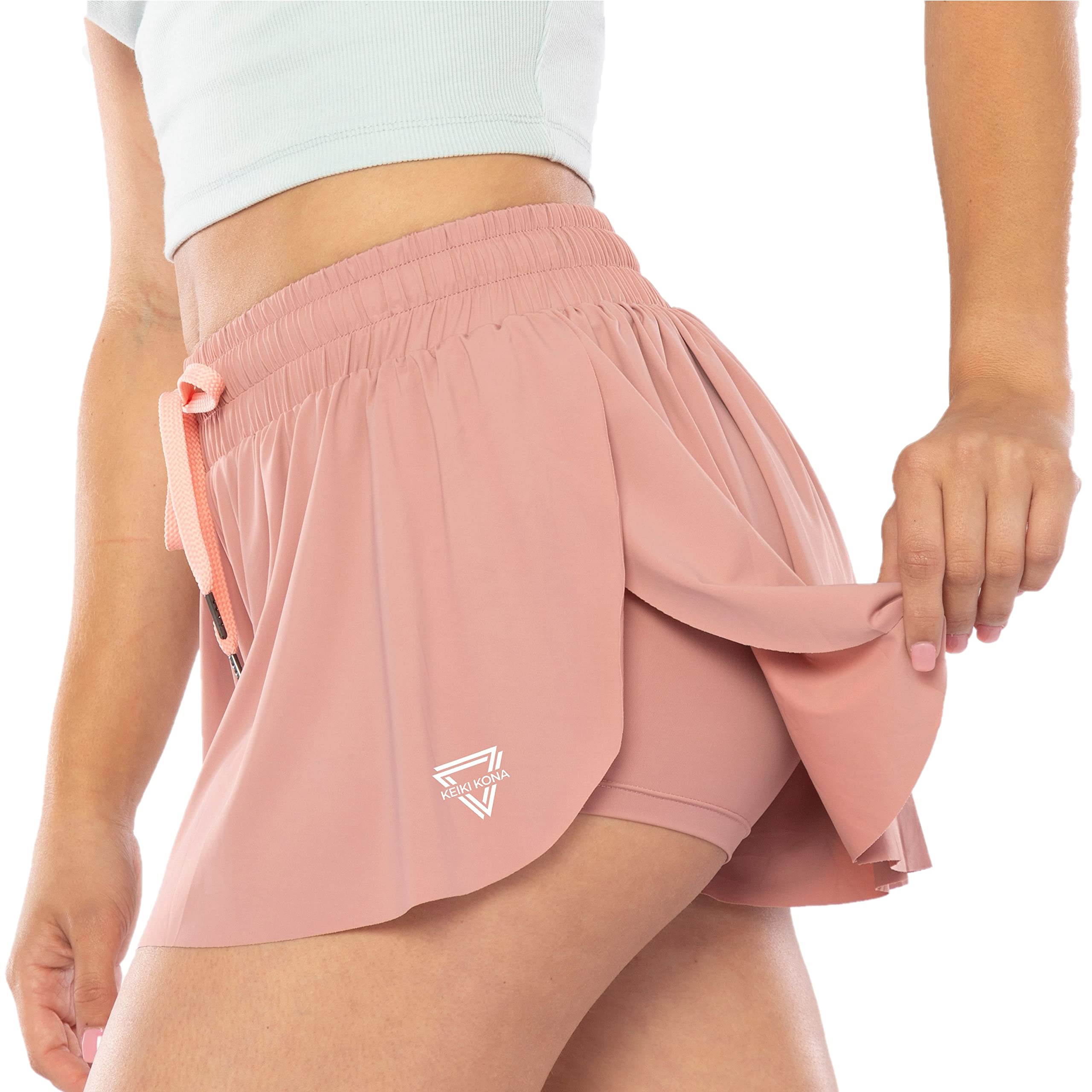 2-in-1 Flowy Fitness Shorts for Women - Quick Dry Comfortable Workout Shorts with Drawstring Waist | Perfect for Yoga, Running & Gym Training