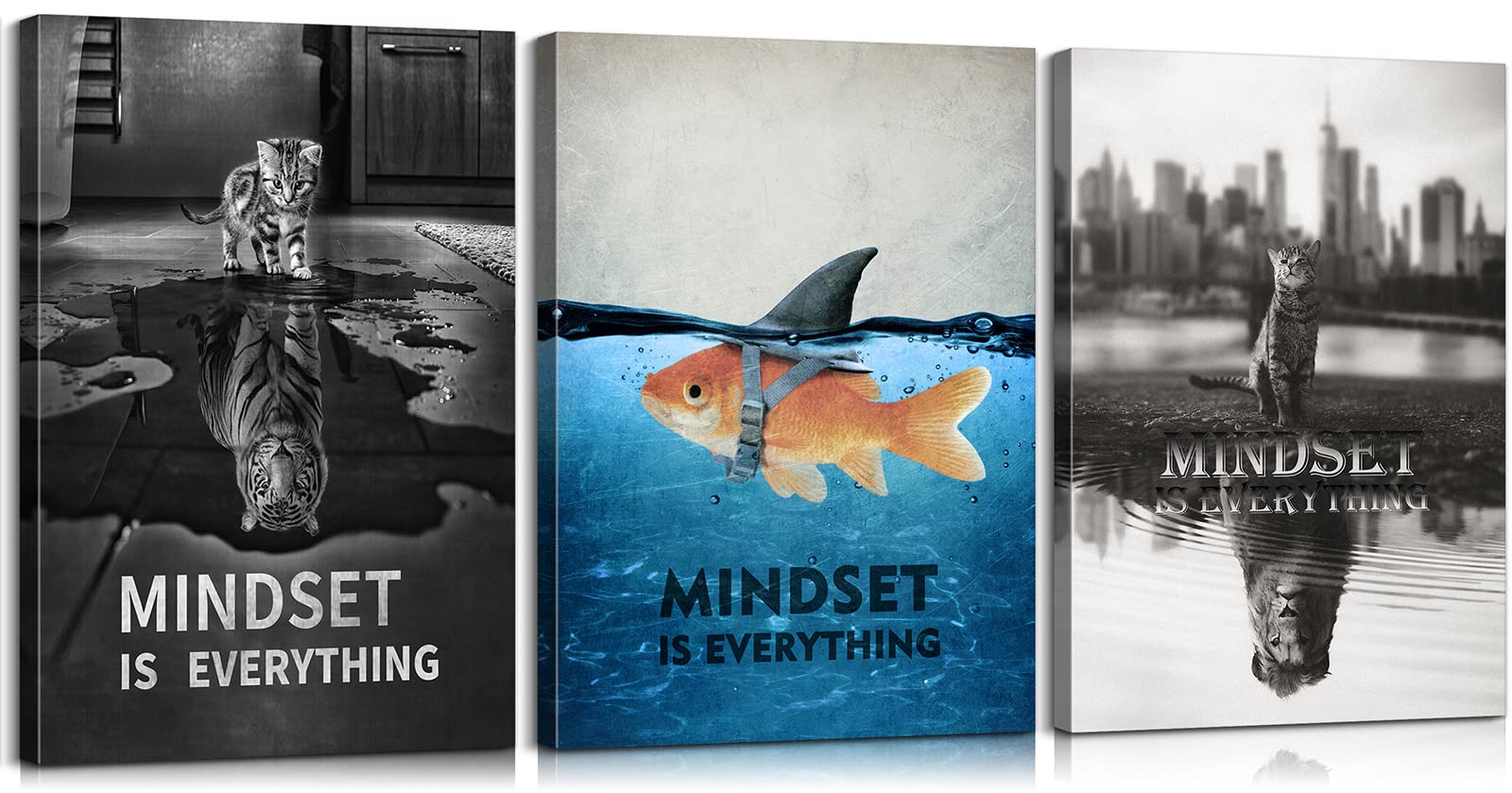 3-Piece Inspirational Wall Art Set - 'Mindset is Everything' Motivational Quotes for Office & Classroom Decor - Ready to Hang 24x36 Inch Posters - Perfect for Home, Office & School Wall Decoration