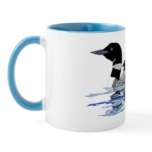 White/Blue Inside - Loon With Babies Mug