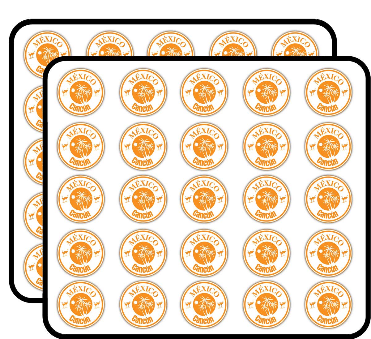50 Pack Cancun Mexico Travel Stamp Stickers for Scrapbooking, DIY Crafts, Bullet Journals & Photo Albums - Perfect for Vacation Memory Books, Travel Planners & Kids Art Projects