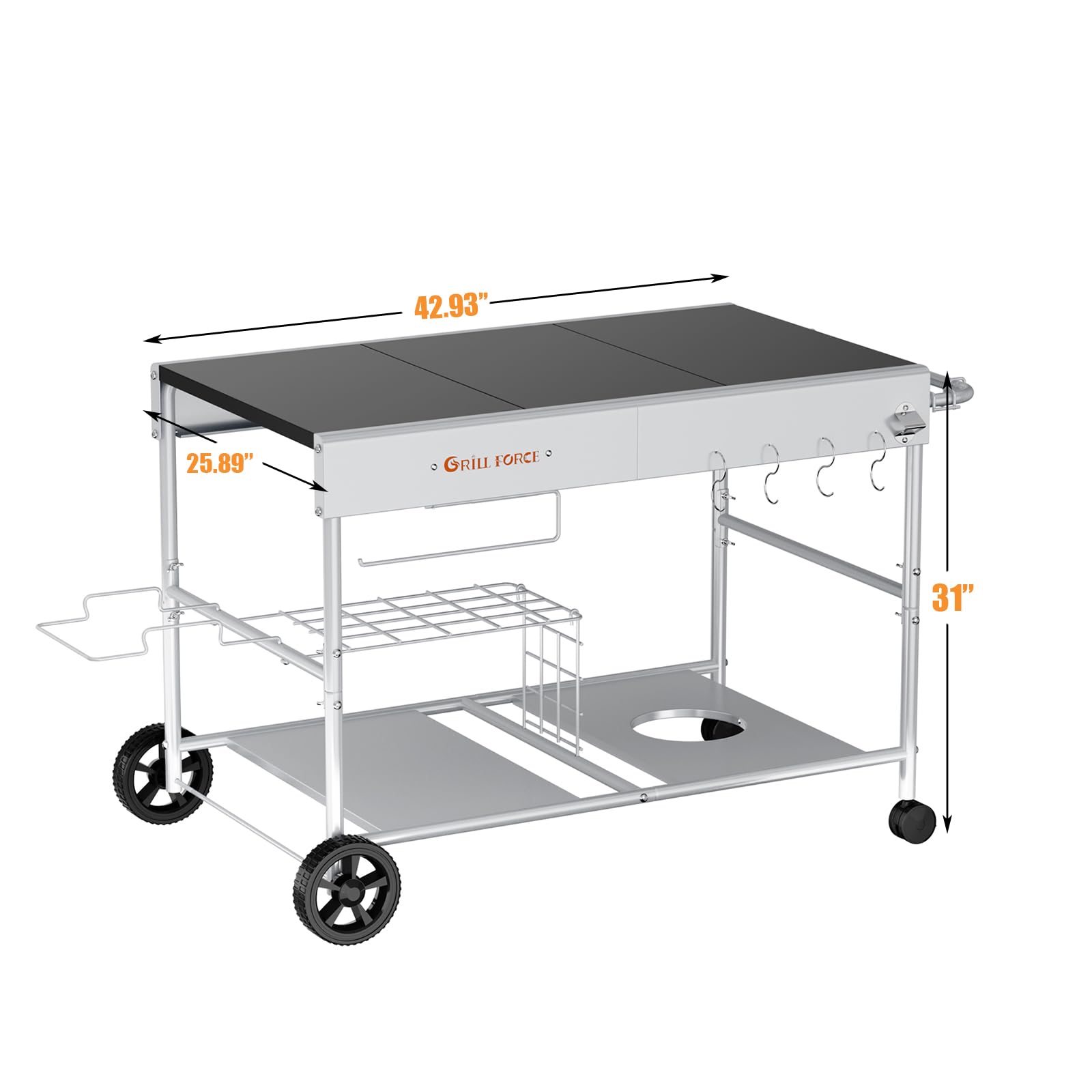 Portable Outdoor Pizza Oven Table for Ooni, Ninja Woodfire & Blackstone - Heavy Duty Grill Cart with Food Prep Space - Movable BBQ Island for Backyard, Patio & Camping Cooking | Perfect for Outdoor Entertaining & Pizza Parties