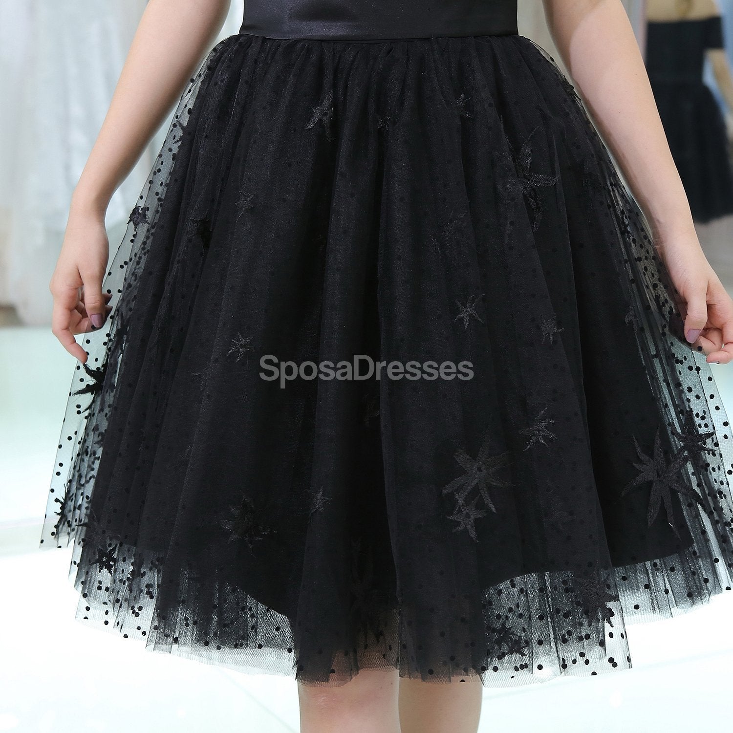 Off Shoulder Short Sleeve Black Homecoming Dress for Women - Elegant Prom Dresses for Party, Dance, and Special Occasions | CM808