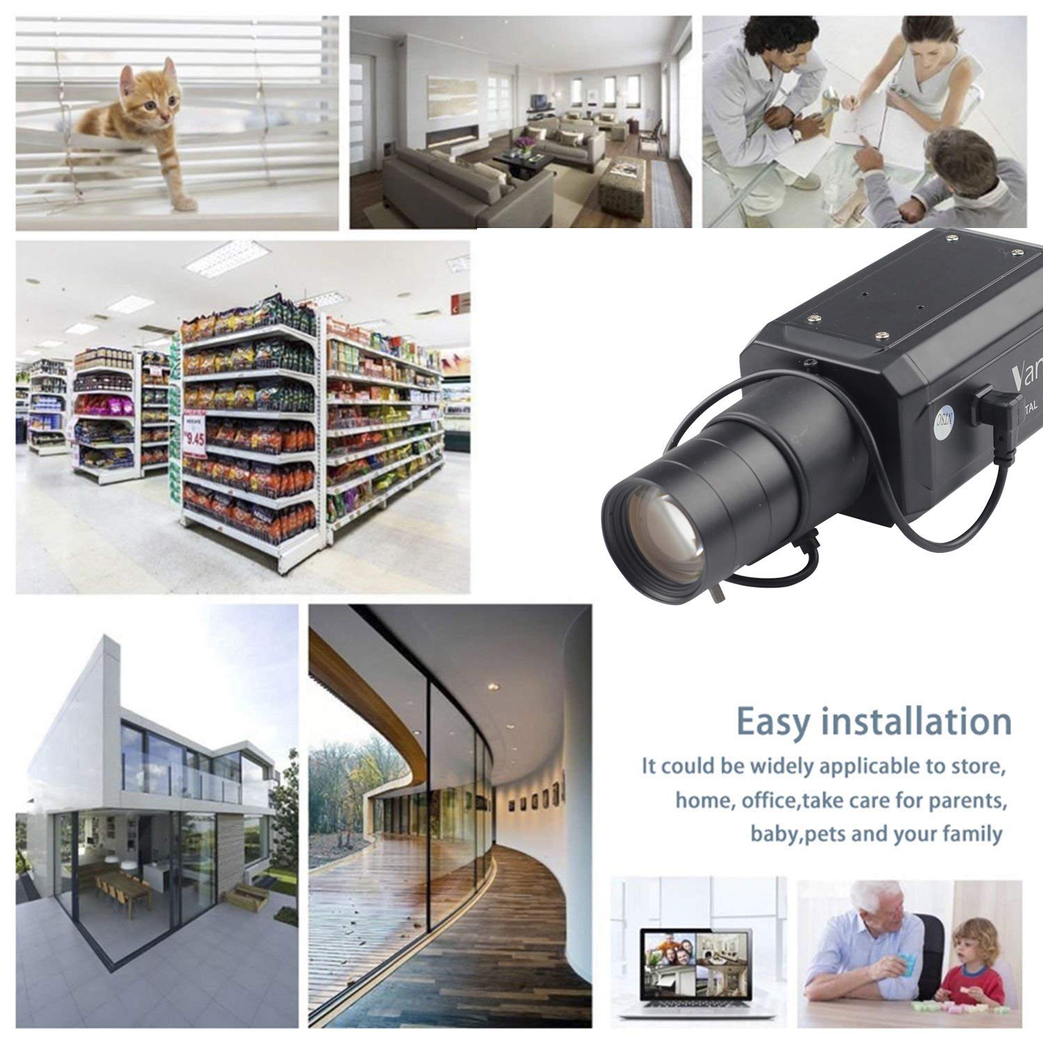 Vanxse 6-60mm Varifocal Lens 1000TVL HD 960H CCTV Security Camera with Auto Iris - Indoor/Outdoor Surveillance for Home, Office & Business (1/3