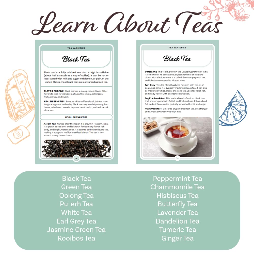 SmartTea Cards - Complete Beginners Guide to Tea Flashcards | Learn Tea History, Varieties, Health Benefits & Food Pairings | Perfect Tea Party Favors, Gifts & Accessories for Tea Lovers | Great for Tea Tasting Events & Home Brewing