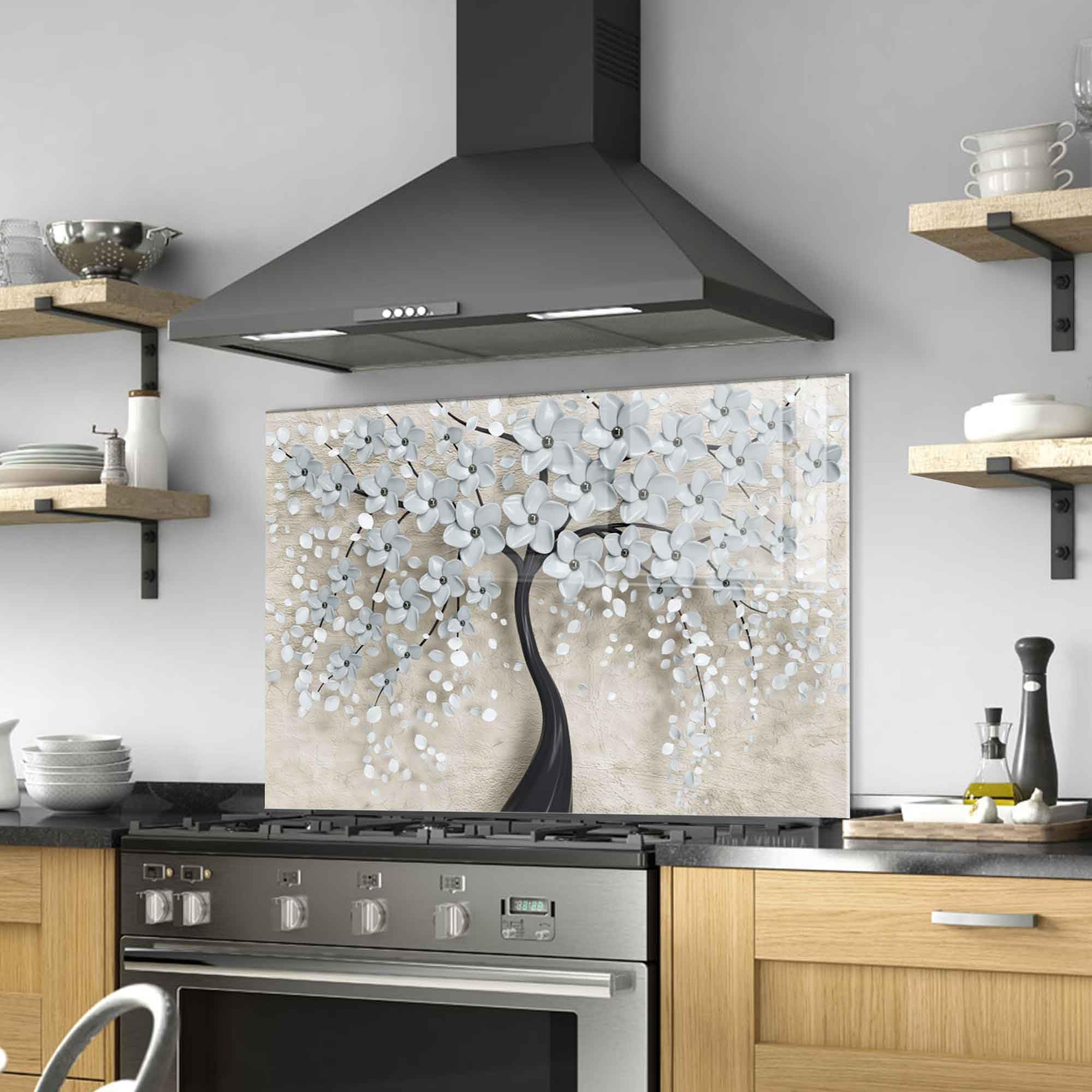 Premium Tempered Glass Kitchen Backsplash - 30x20