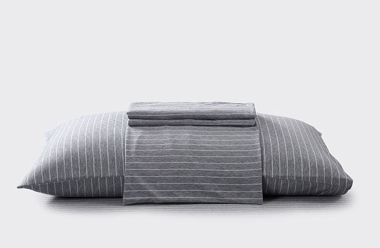Premium Cotton Pure™ Grey Stripe Jersey Pillowcase - Soft & Breathable Bedding for Comfortable Sleep - Perfect for Home, Hotel, and Travel Use