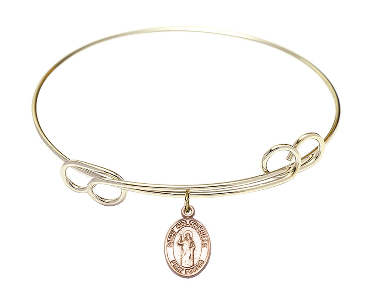 F A Dumont 7.5 Inch Round Double Loop Bangle Bracelet with St. Columbkille Charm - Elegant Jewelry for Women, Perfect for Gifts, Parties and Everyday Wear