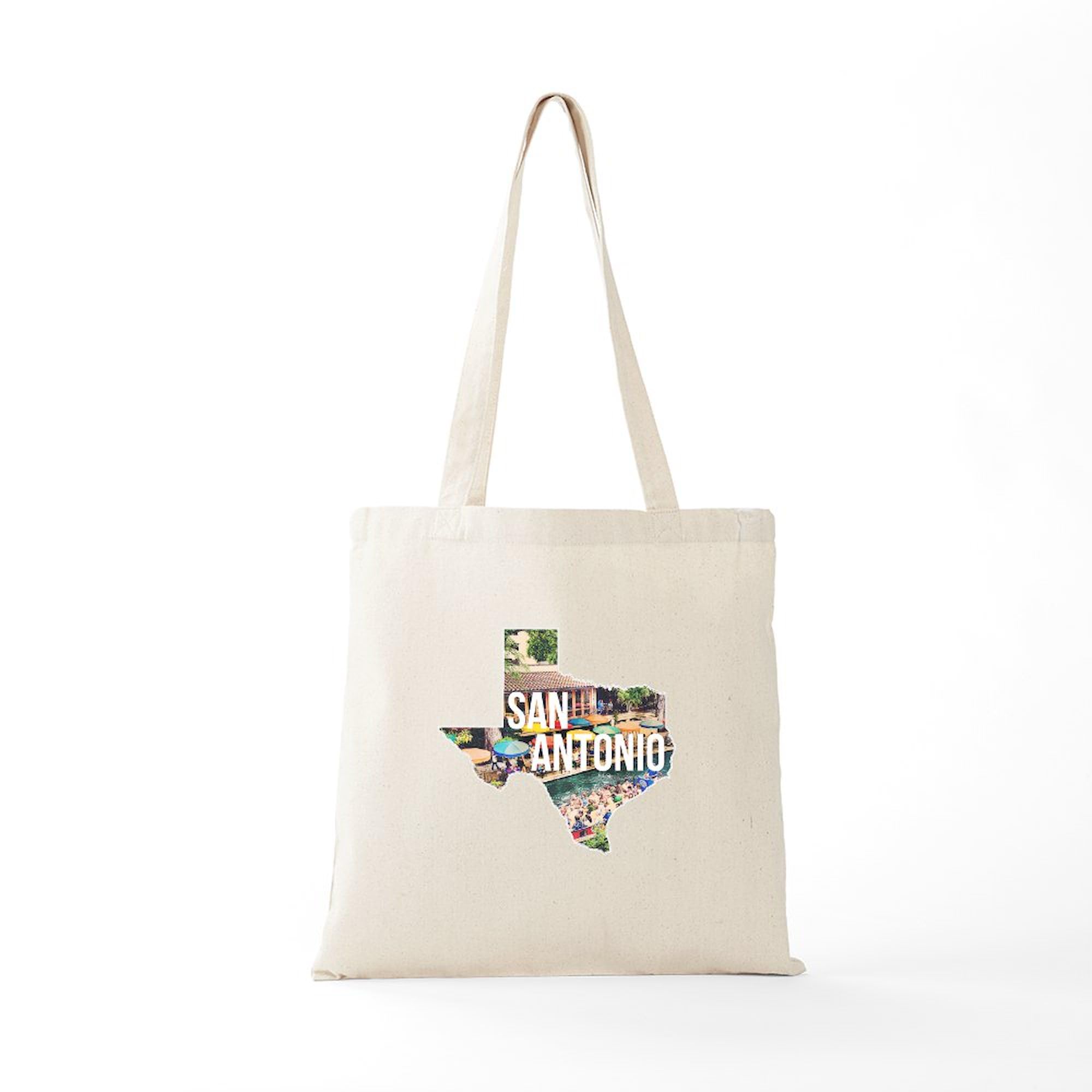 San Antonio Riverwalk Texas Tote Bag - Natural Canvas Reusable Shopping Bag for Groceries, Beach & Travel
