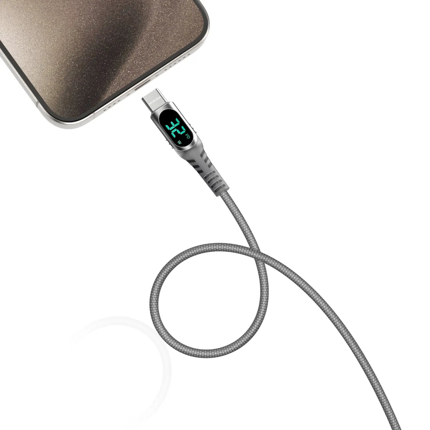 MICRODIA ExeCable™ 6ft USB C to USB C Cable 60W/100W Fast Charging & Data Sync with LED Power Display - Perfect for MacBook Pro, Galaxy S23, iPad Pro & More