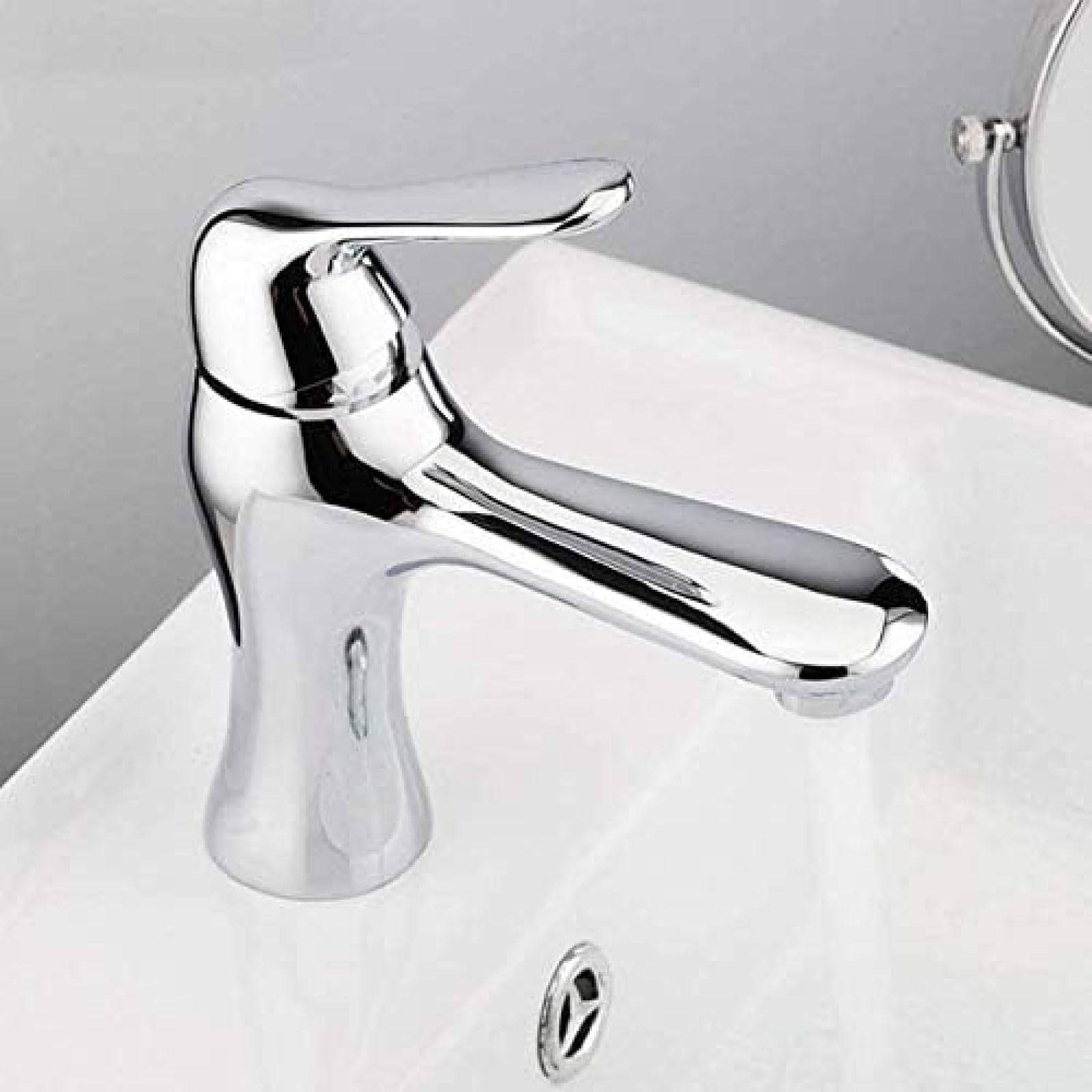 CRJUS Modern Deck Mounted Waterfall Kitchen & Bathroom Faucet - High Arc Mixer Tap for Sink Basin - Perfect for Contemporary Home, Restaurant, or Hotel Use