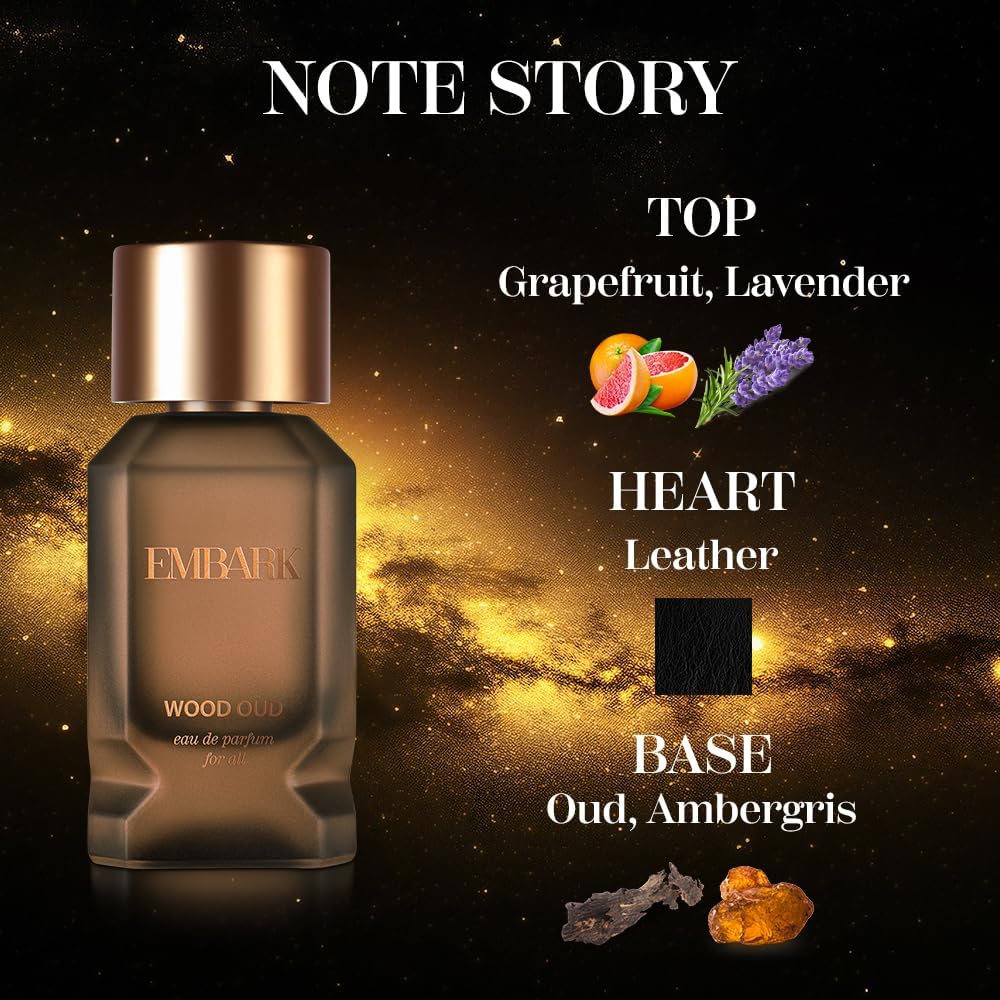 EMBARK OUD Wood Perfume for Men & Women | 100ml Premium Long Lasting Oud Fragrance Oil | Unisex Eau de Parfum for Date Night, Special Occasions & Daily Wear