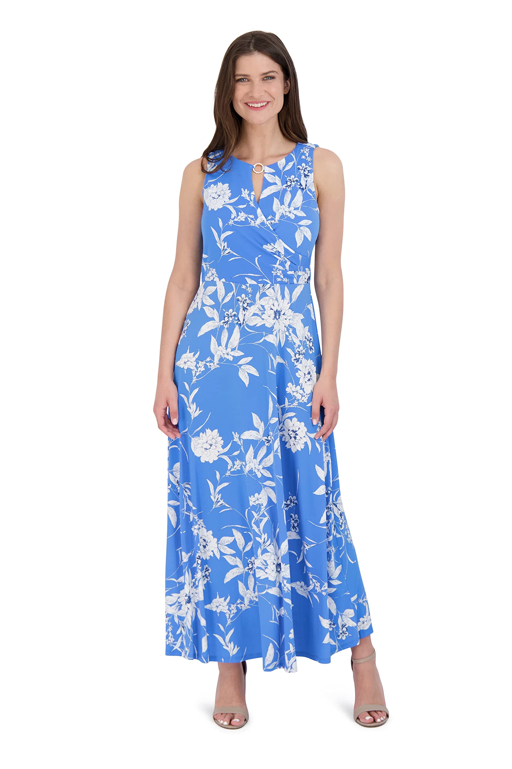 Sandra Darren Women's Sleeveless Floral Maxi Dress - Long Summer Beach Dress for Vacations, Parties & Outdoor Events