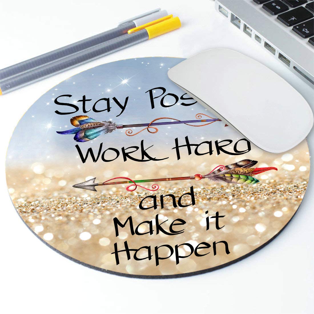 Custom Round Gaming Mouse Pad with Motivational Quote - 