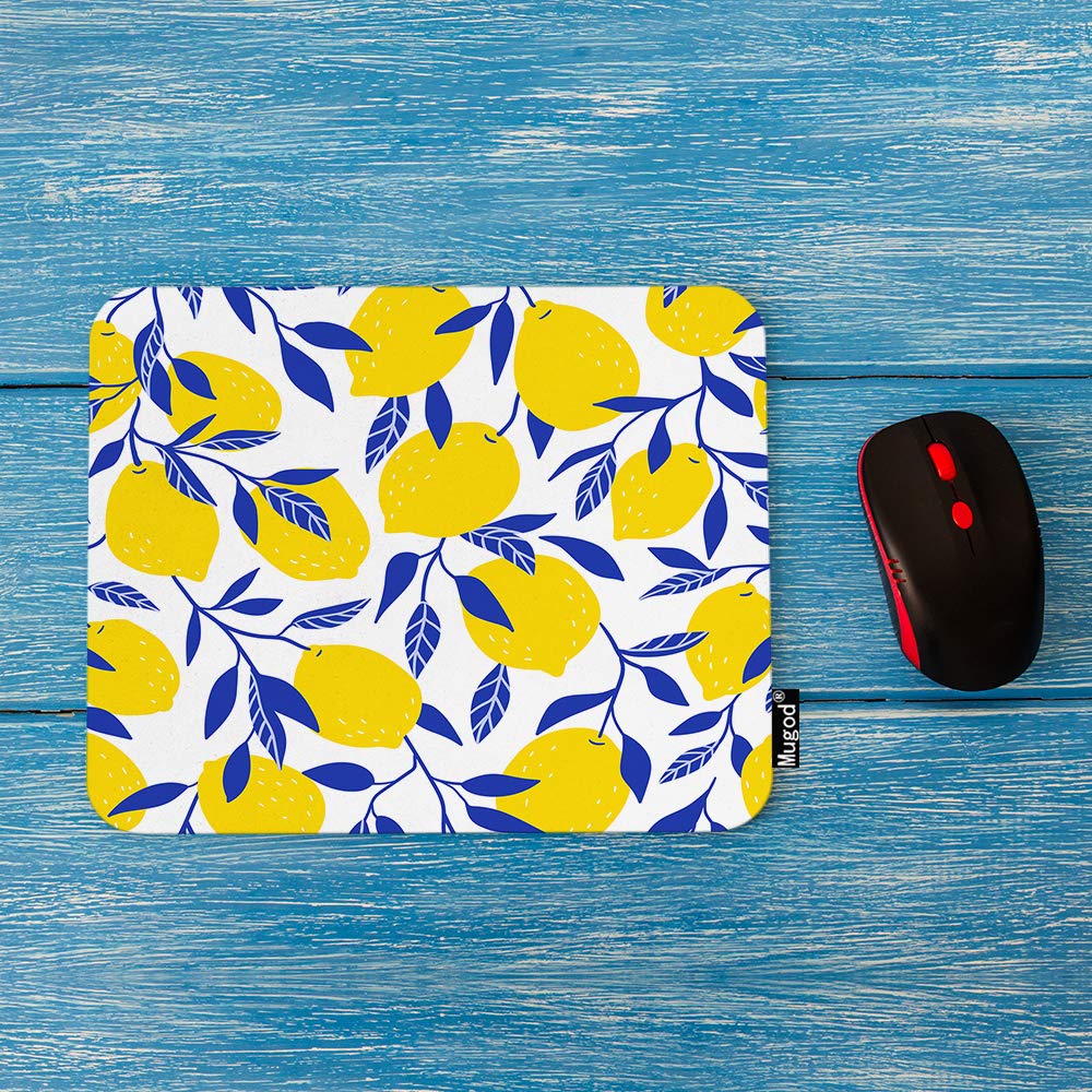 Premium Tropical Lemon Mouse Pad - Non-Slip Rubber Base Gaming Mouse Mat with Citrus Branch Design for PC, Laptop, Office & Home (9.5x7.9 Inch) - Perfect for Work, Gaming & Decor