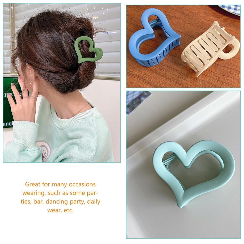 Mobestech 9Pcs Heart Shaped Hair Claw Clips - Matte Acrylic Non-Slip Hair Clips for Women & Girls | Fashion Hair Accessories for Ponytails, Buns & Everyday Styling