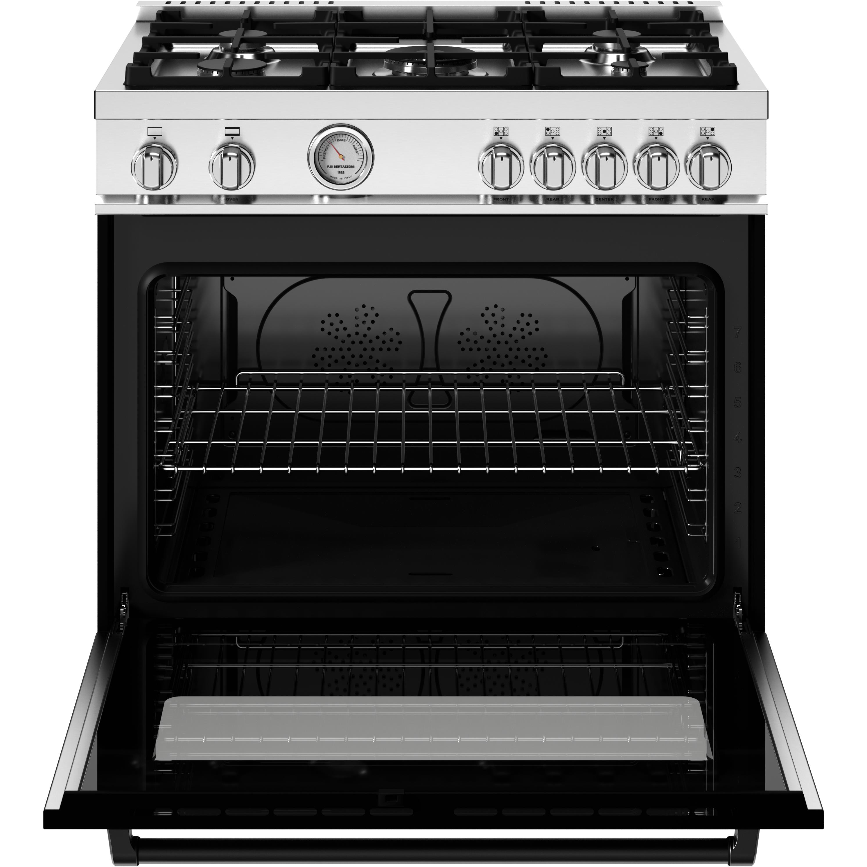 Bertazzoni 36 Inch Freestanding Gas Range MAS365GASNEV - Professional Stainless Steel Gas Stove with 5 Sealed Burners & Convection Oven - Perfect for Home Chefs & Modern Kitchens