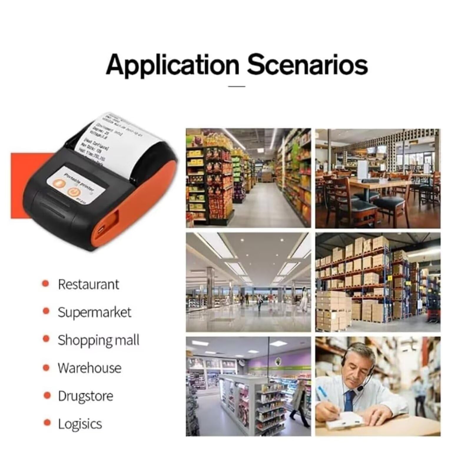 Wireless Bluetooth Thermal Receipt Printer 58mm - Portable Mini Pocket POS Printer for Small Business, Compatible with Android/Windows/Linux (Not for iOS/Mac/iPad) - Blue - Ideal for Retail Stores, Restaurants, and Mobile Businesses