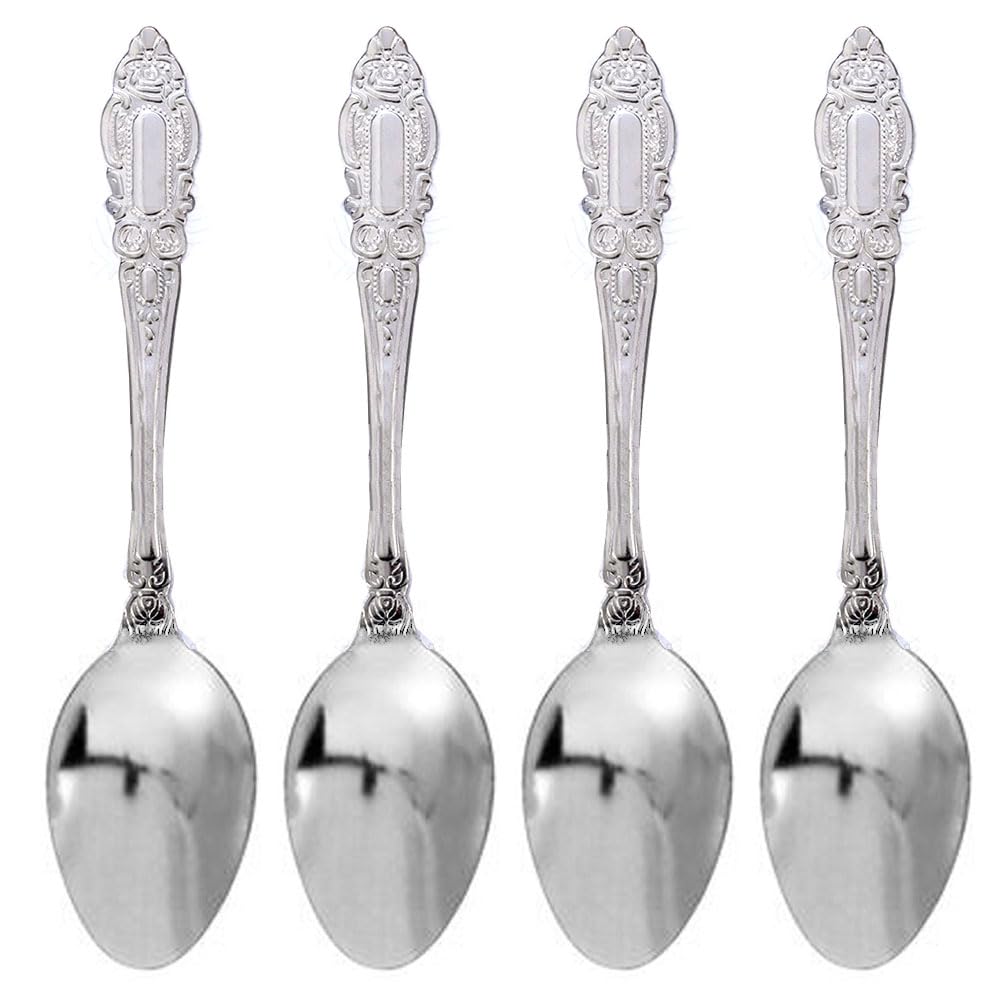 4-Piece Stainless Steel Dinner Spoon Set - Elegant Flatware for Dining, Soup & Dessert - Perfect for Restaurants, Home Kitchens & Gifting