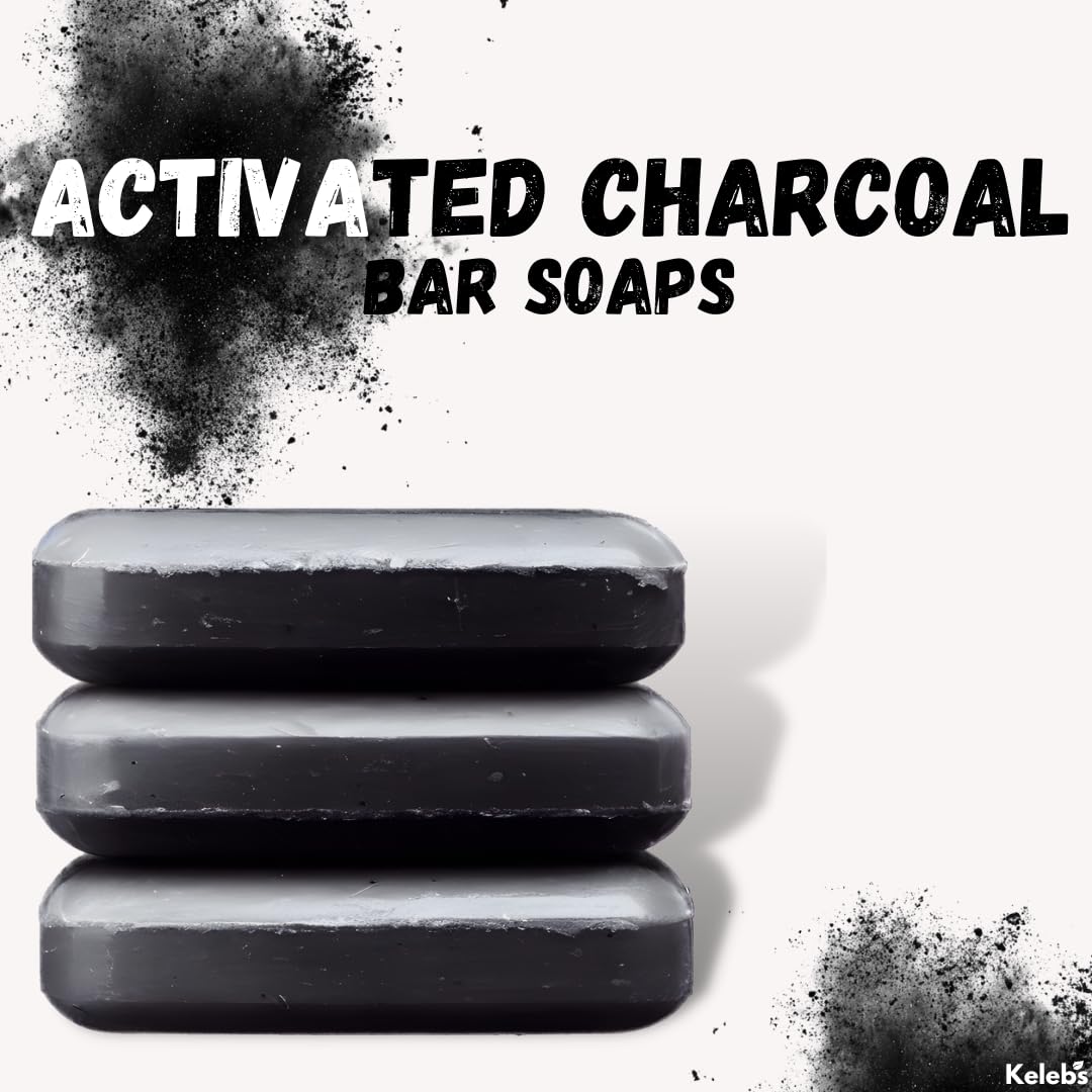 Activated Charcoal Soap Bar for Acne & Blackhead Prone Skin - Deep Cleansing Face, Body & Back Soap with Natural Ingredients - Plastic-Free, Vegan Friendly (3-Pack) - Perfect for Daily Skincare & Detox Routine