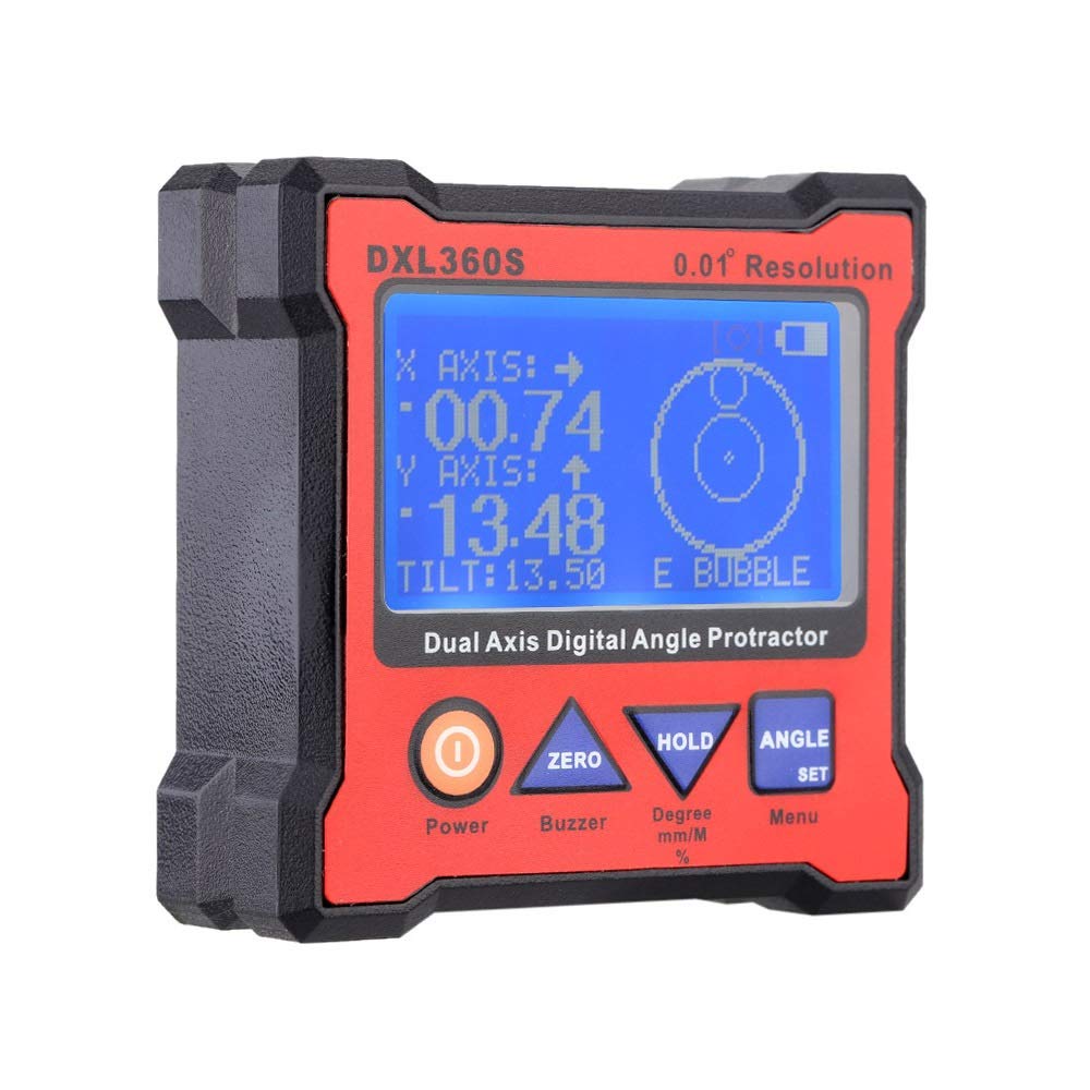 DXL360S Professional Dual-Axis Digital Level Gauge with 5-Side Magnetic Base - High Precision Angle Protractor & Multimeter Tester - Perfect for Construction, Woodworking, and Metalworking Projects