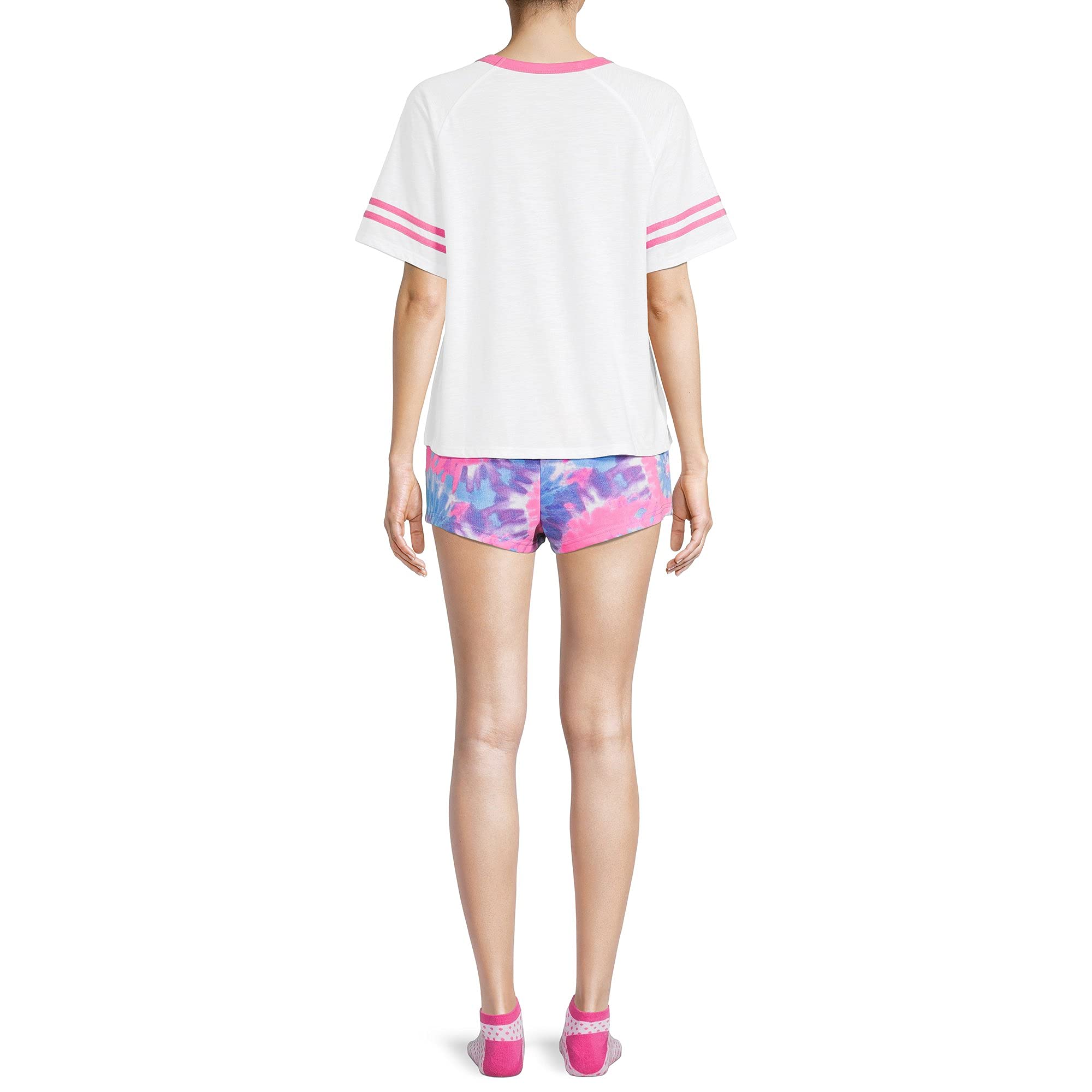 Disney Stitch Women's 3-Piece Pajama Set - T-Shirt, Sleep Shorts & Socks (3XL, White) | Cute Cartoon Character Sleepwear for Lounge, Movie Nights & Gifts