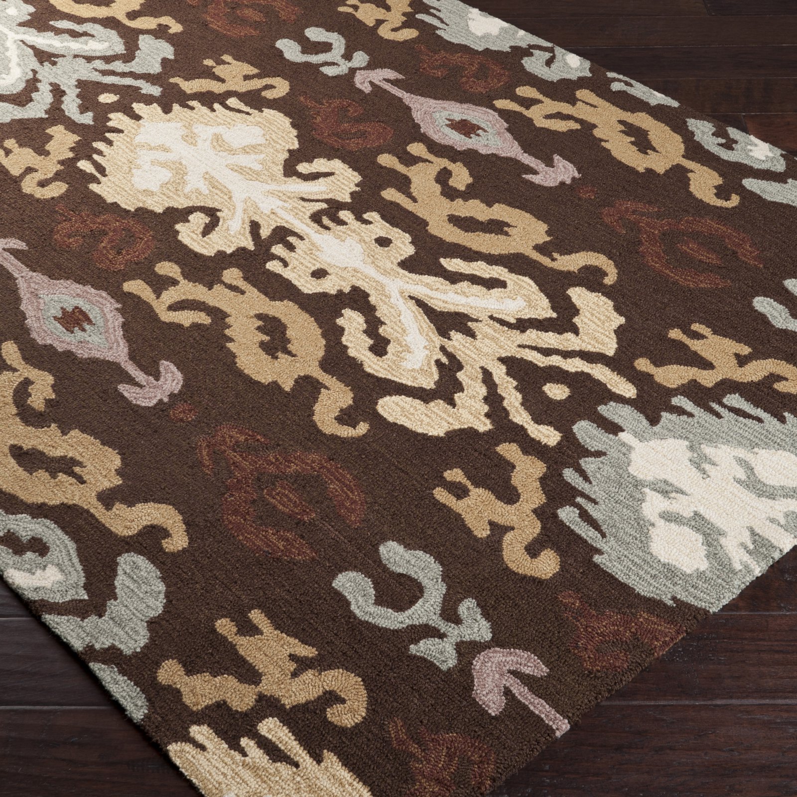 BNT-7673 Dark Chocolate 6' Round Hand Hooked Polyester Area Rug - Transitional Style for Living Room, Bedroom & Office Decor