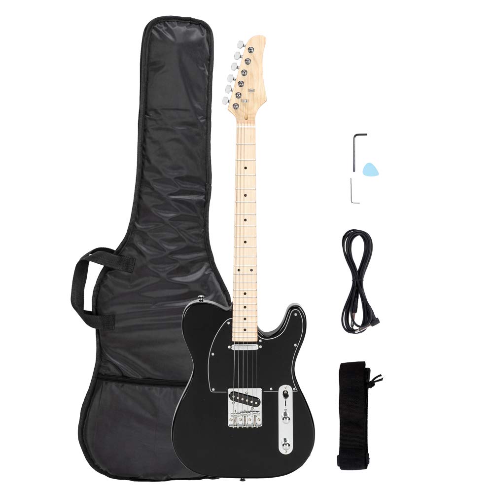 Waful Maple Fingerboard GTL Electric Guitar Set with Stainless Steel Pickup - Transparent Electric Guitar Kit for Beginners & Professionals (Black) | Perfect for Home Practice, Studio Recording & Live Performances