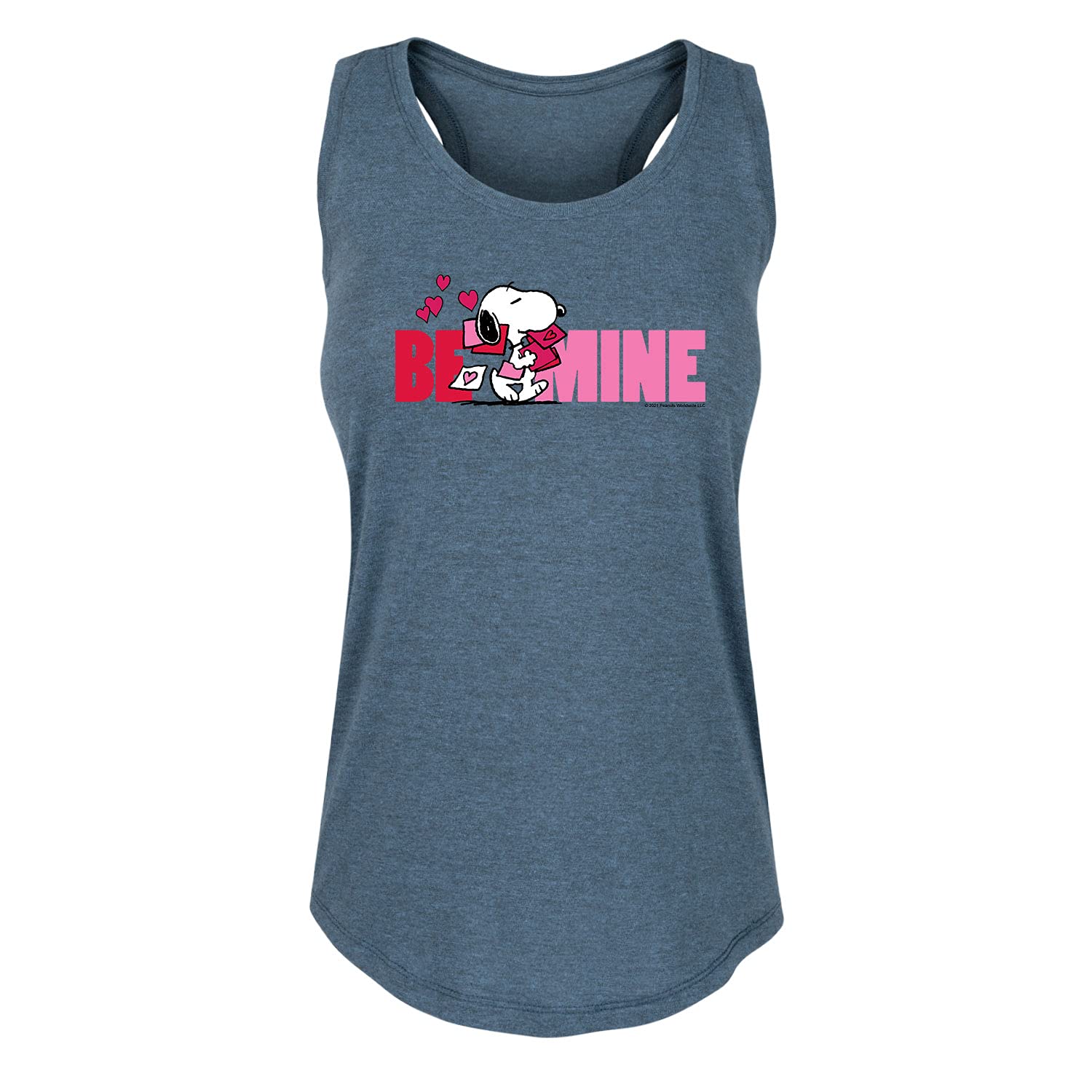 HYBRID APPAREL Women's Peanuts Be Mine Racerback Tank Top - Large Size - Valentine's Day Gift, Casual Summer Wear, Gym Workout Outfit