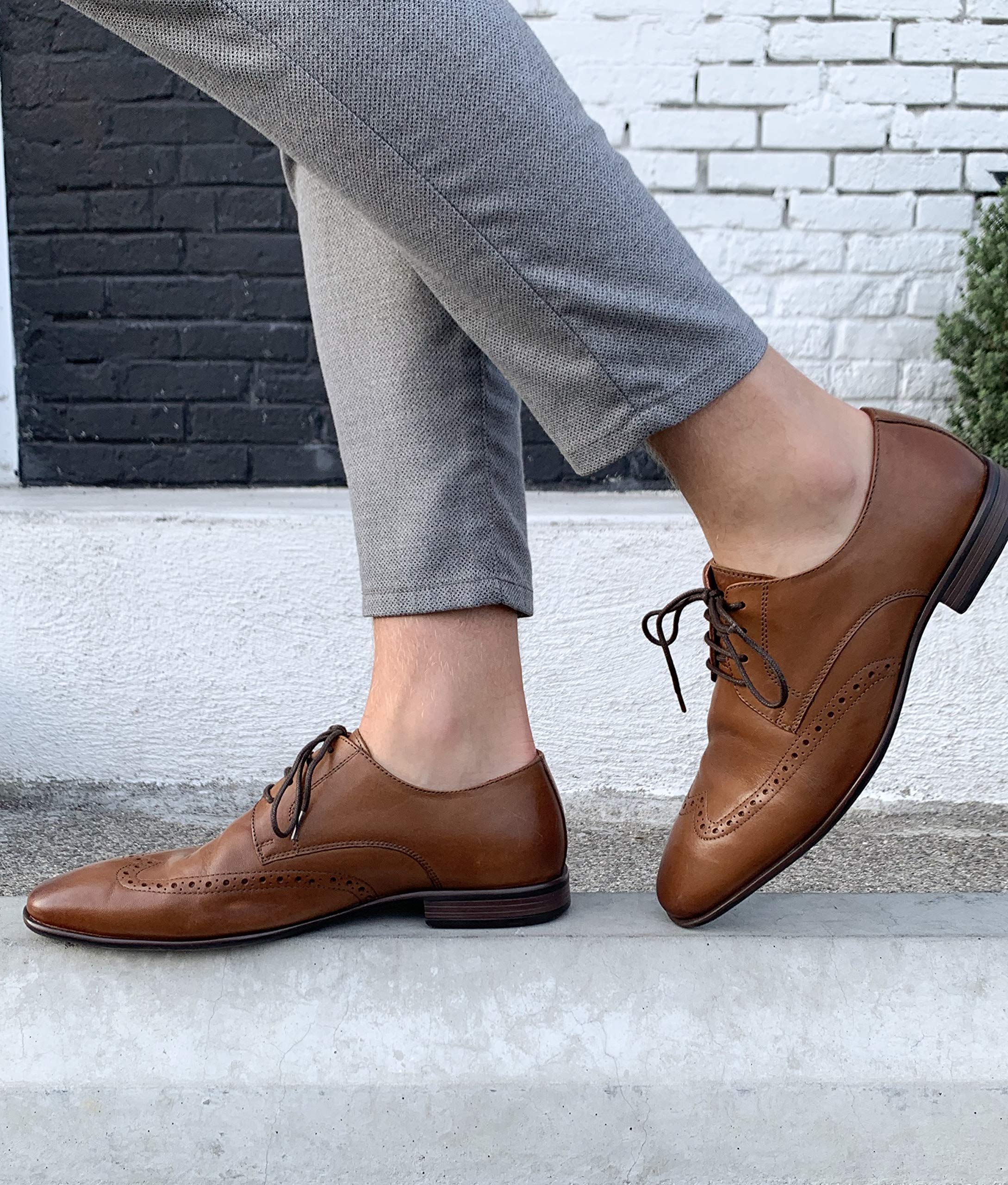 Andre Genuine Leather Men's Wingtip Oxford Dress Shoes - Comfortable Lace-Up Low Heel Shoes with TPR Sole for Business, Wedding & Formal Occasions - Premium Casual Office Shoes for Men