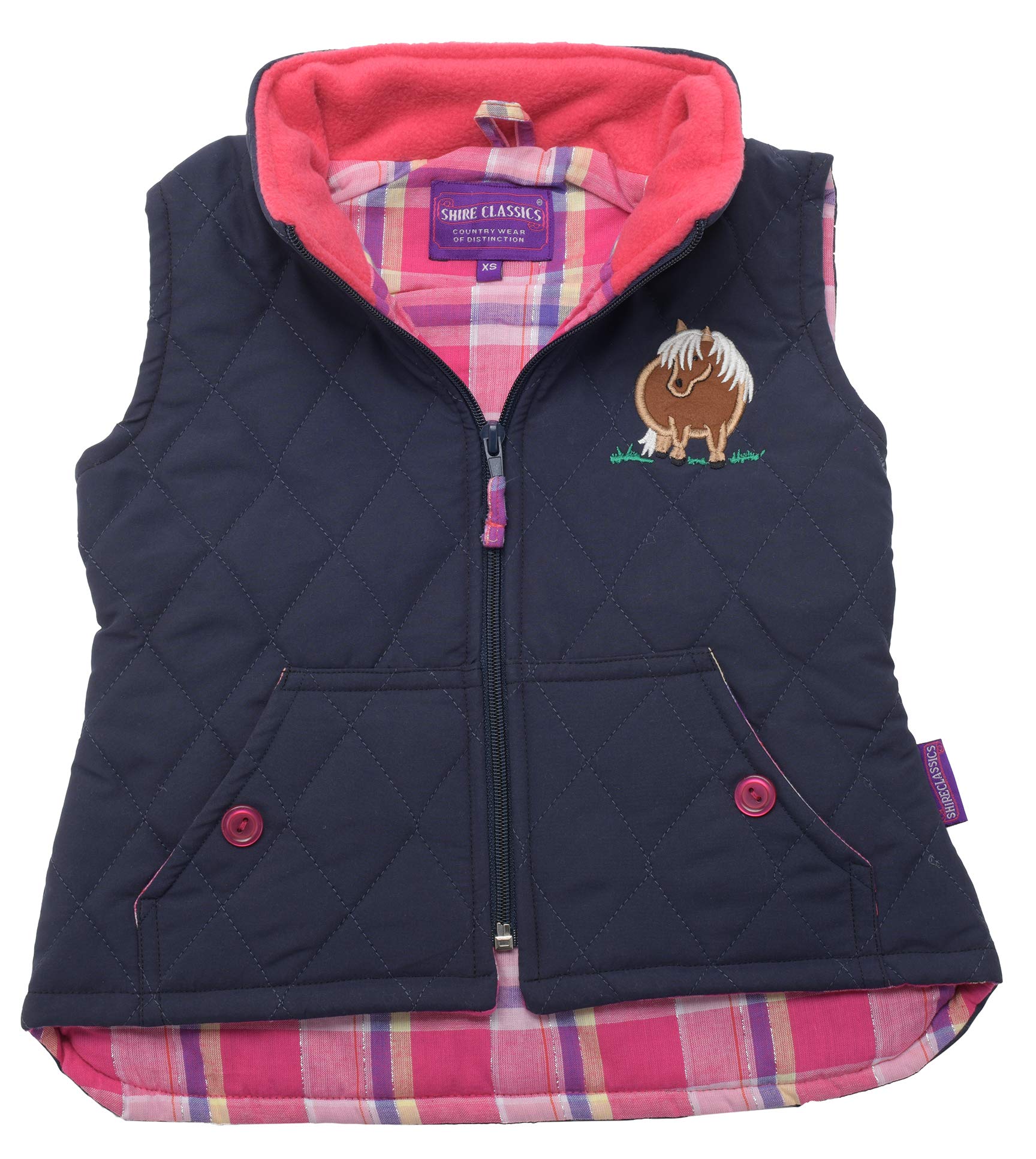 Lambland Girls' Embroidered Pony Vest - Winter Puffer Jacket for Kids | Warm Fleece-Lined Body Warmer for School, Outdoor Play & Cold Weather