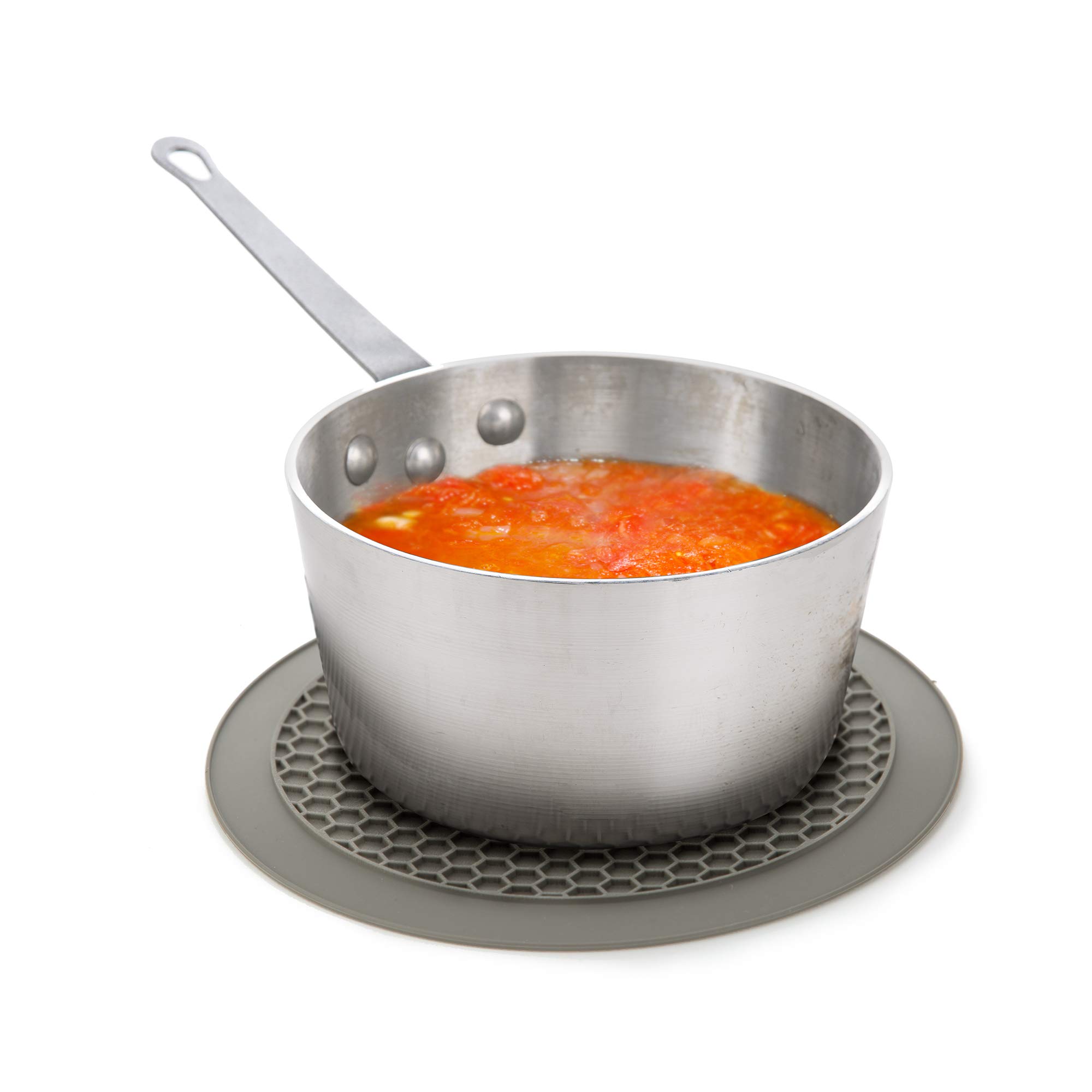 PrepSolutions Compact Microwave Multi-Mat - 9.5 Inch Gray Microwave Splatter Guard & Heat Resistant Trivet - Perfect for Microwave Cooking, Dining Table Protection & Hot Dish Placement