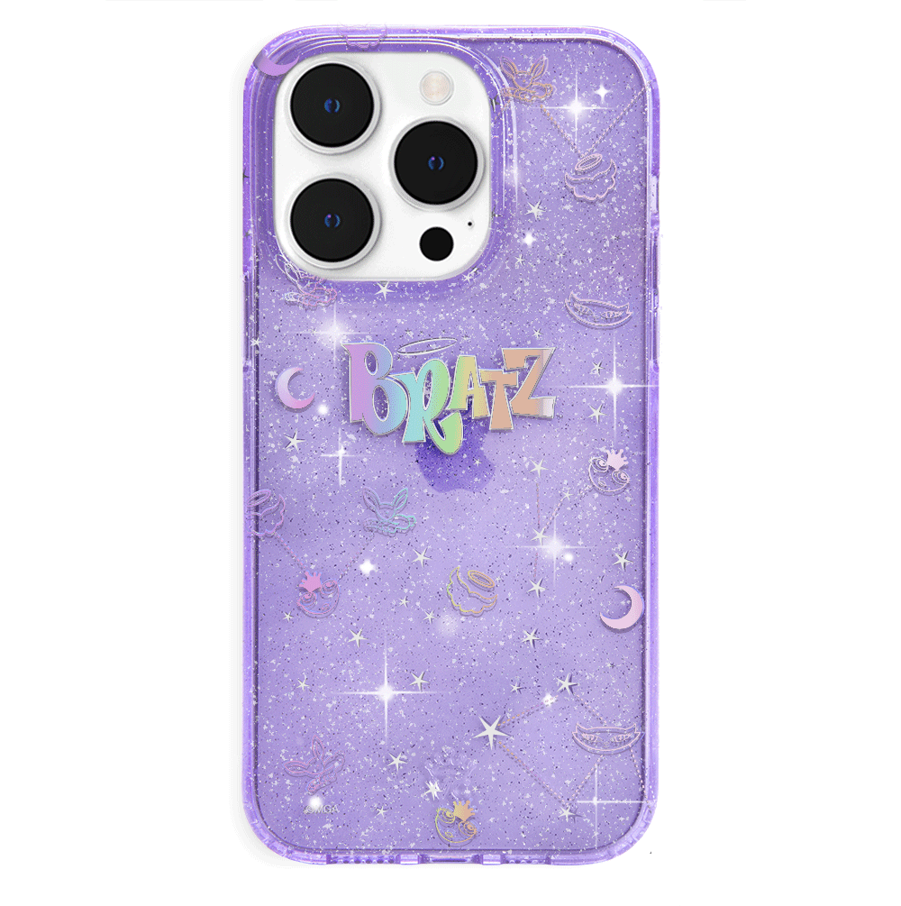 Bratz Celestial Glitter iPhone Case - Trendy Protective Phone Cover for iPhone 13/14/15 - Sparkly Glam Design for Girls & Teens - Perfect for School, Parties & Everyday Use
