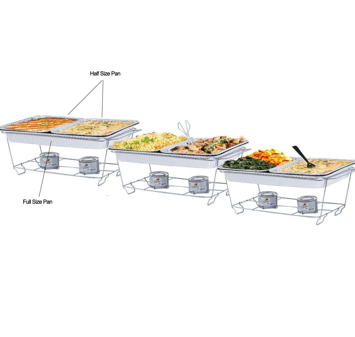 Tiger Chef 75-Pack Heavy-Duty Aluminum Foil Steam Table Pans with Lids - 21 x 13 Inches Full Size Disposable Catering Pans for Buffets, Parties & Food Service