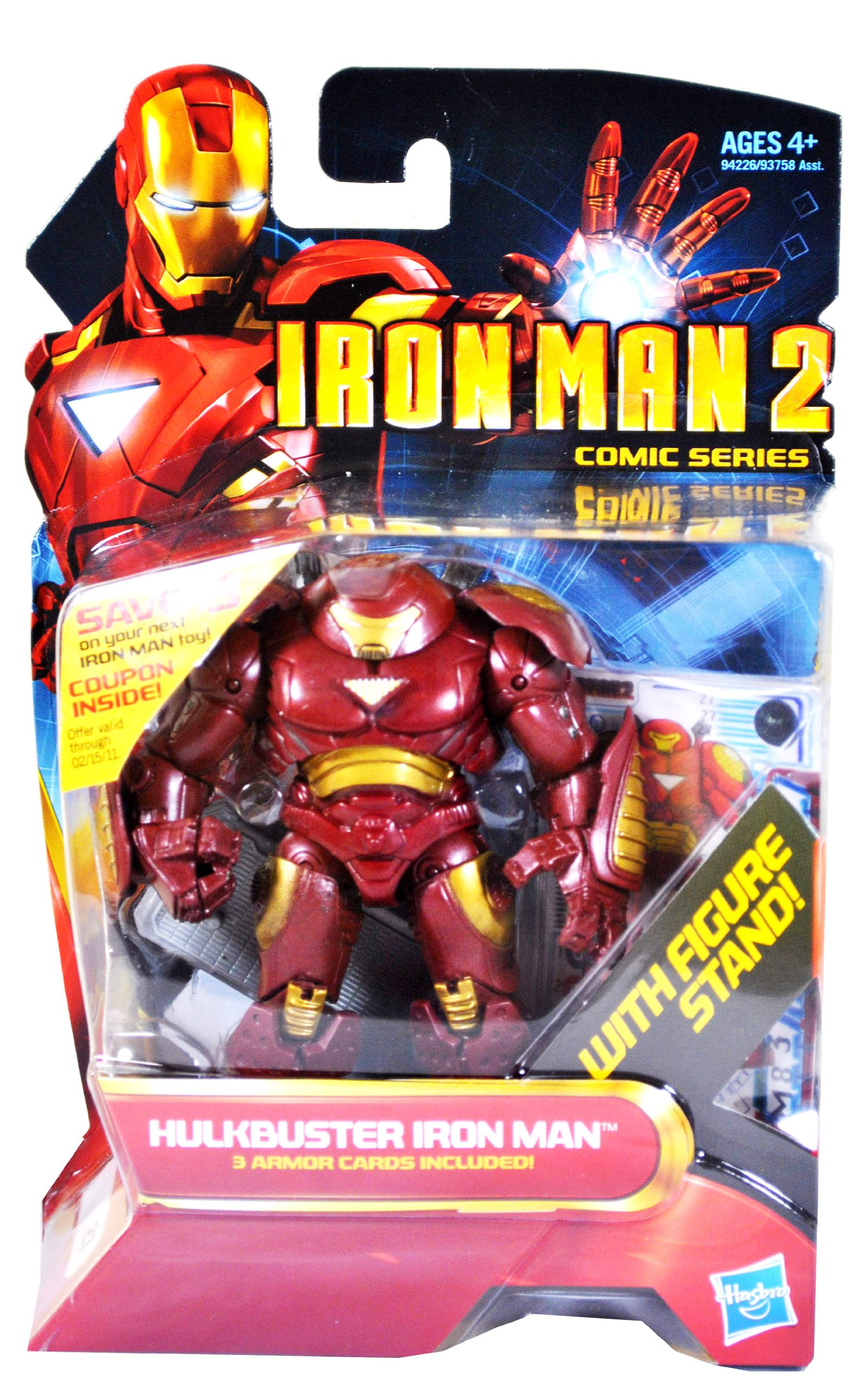 HULKBUSTER IRON MAN 4-Inch Action Figure Set with Display Stand & 3 Armor Cards | Marvel Iron Man 2 Movie Series Collectible Toy #27 | Perfect for Superhero Fans, Display & Play