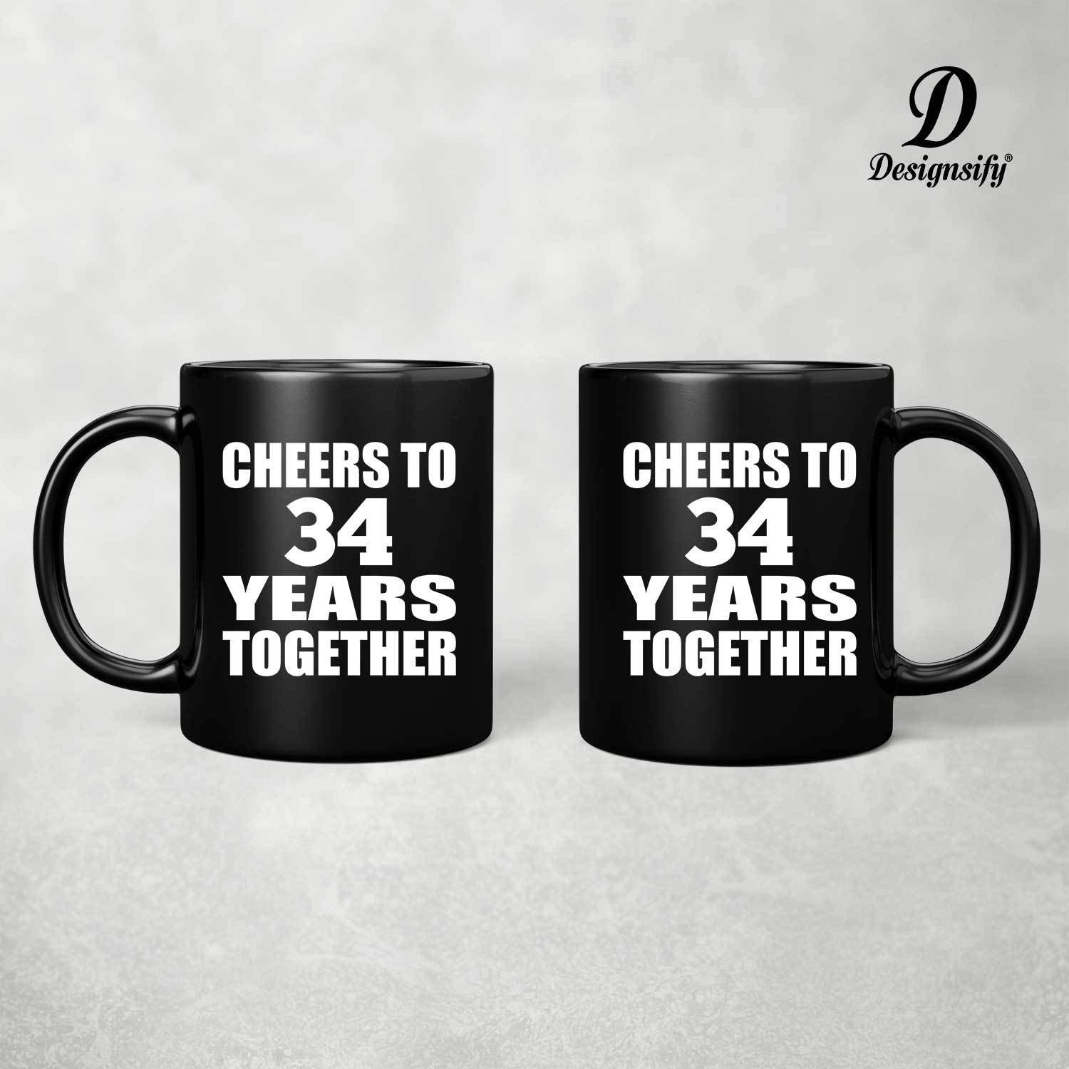 34th Anniversary Coffee Mug - 11oz Ceramic Tea Cup with Handle, Perfect Gift for Birthday, Mother's Day, Father's Day - Great for Couples, Parents, Him & Her - Ideal for Coffee, Tea & Hot Drinks at Home or Office