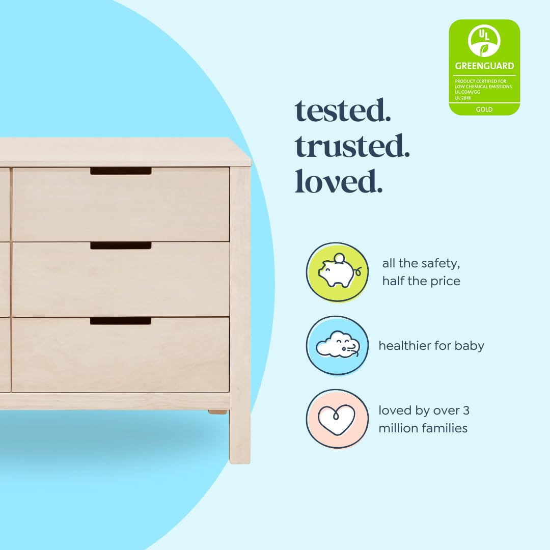 Carter's by Colby 6-Drawer Baby Dresser - Sturdy Wooden Nursery Dresser for Boys & Girls - Multi-Functional Kids Bedroom Furniture for Nursery, Living Room & Hallway - Washed Natural Finish - Perfect for Organizing Baby Clothes, Toys & Nursery Essentials