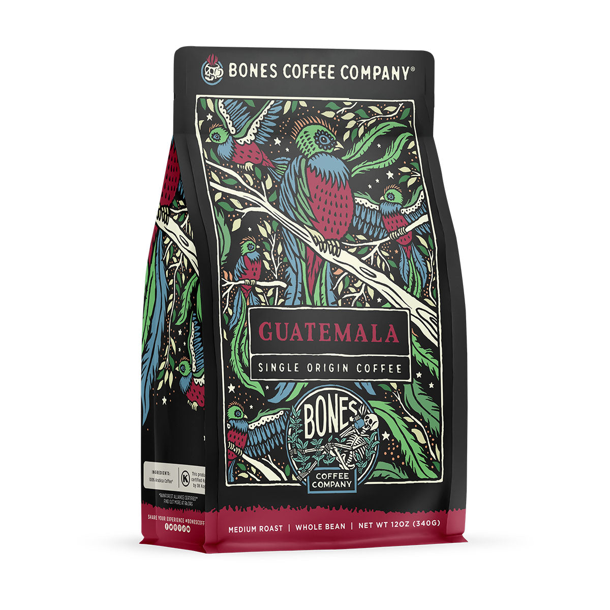 Premium Guatemala Single Origin Coffee Beans - 12oz Bag | Rich & Smooth Medium Roast for Home Brewing, Office & Gifting