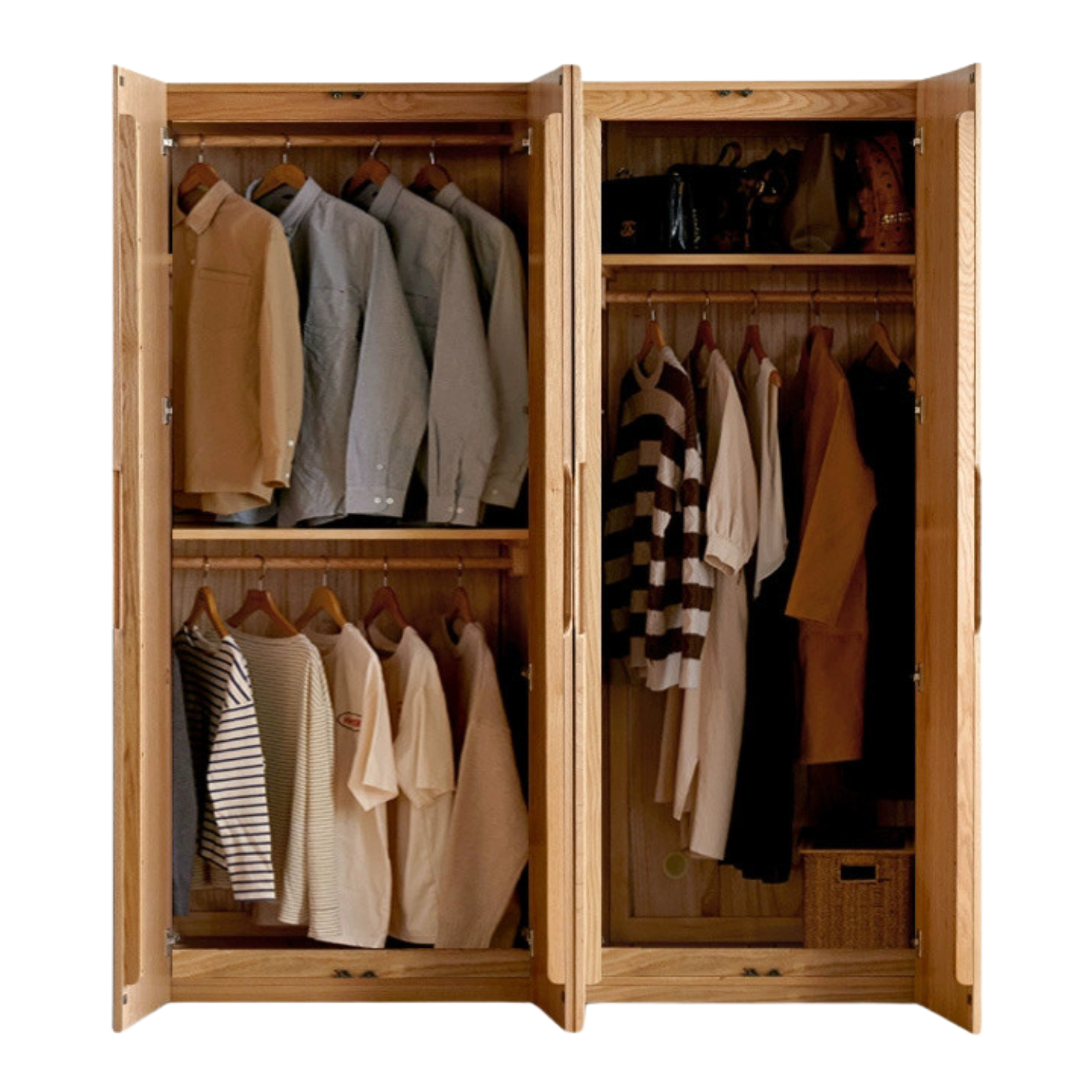 Solid Oak Wood Wardrobe - Premium Quality, Spacious Storage for Bedroom, Closet & Home Organization