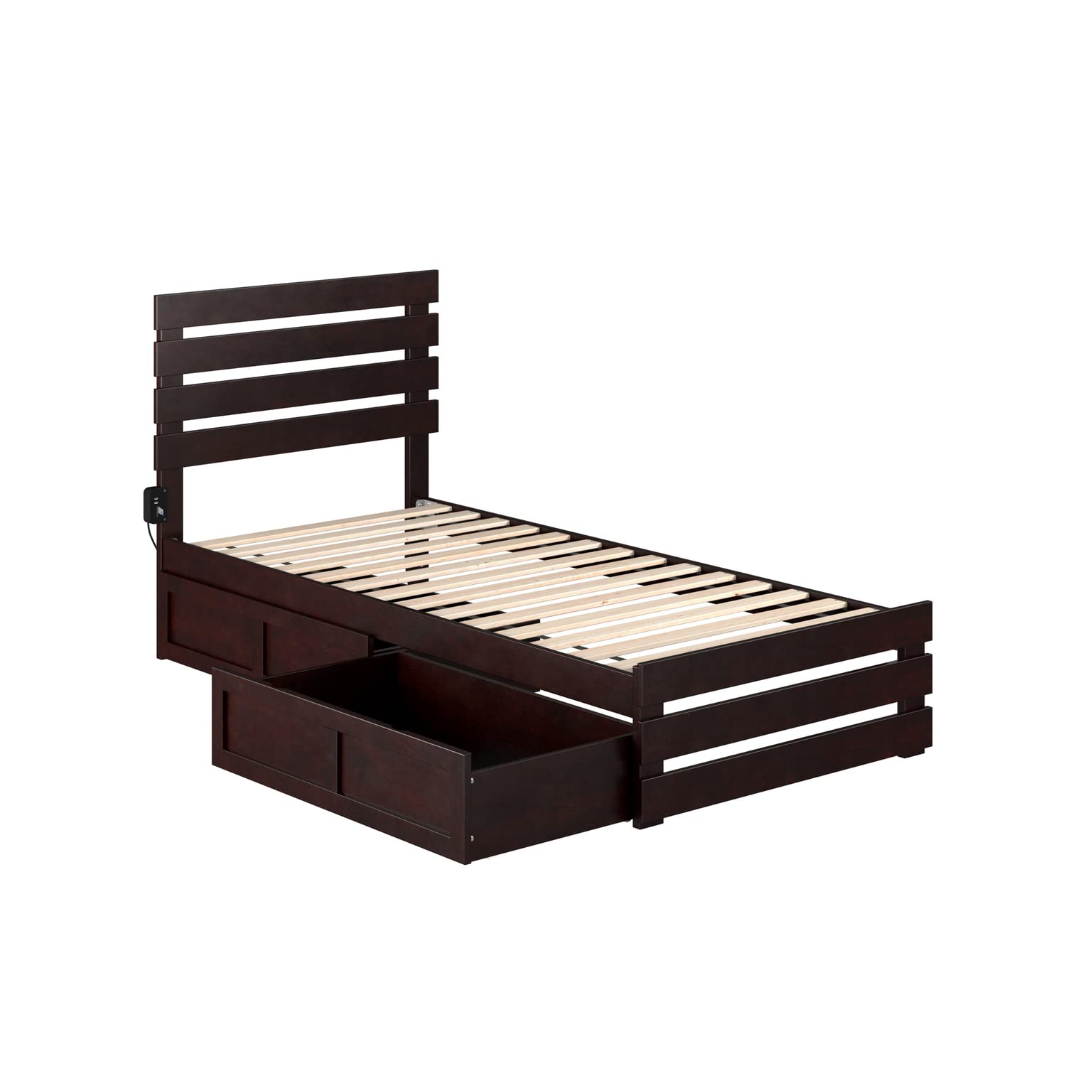 AFI Oxford Twin XL Size Platform Bed with Footboard & Storage Drawers in Espresso - Modern Wooden Bed Frame for Small Spaces, Dorm Rooms & Guest Bedrooms