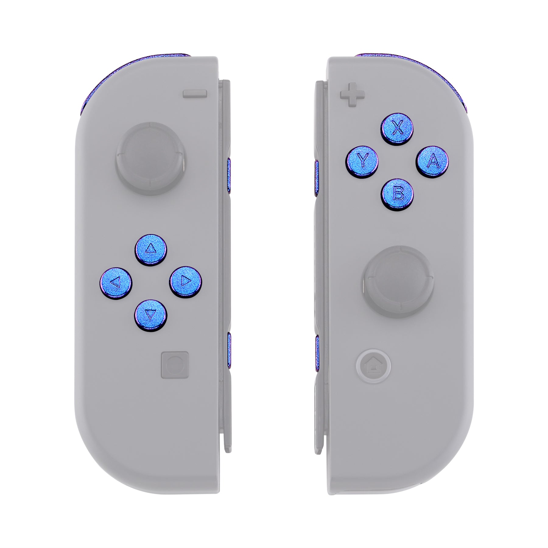 eXtremeRate Purple Blue Chameleon Replacement Buttons Kit for Nintendo Switch JoyCon & OLED JoyCon - Full Set ABXY Direction Keys, SR SL L R ZR ZL Triggers with Springs & Tools (Shell Not Included) AJ201 - Perfect for Switch Controller Repair & Customization